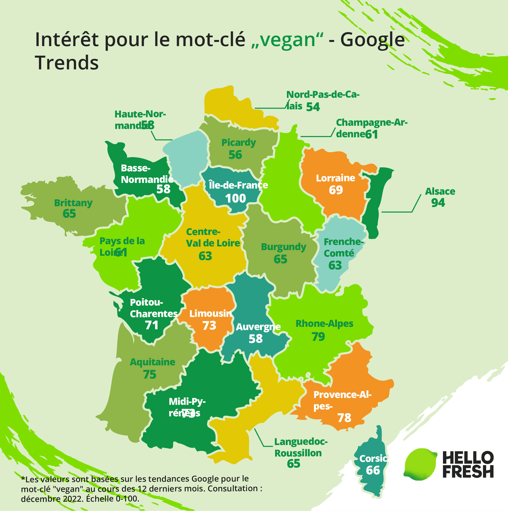 <h2>Quelle région de France montre le plus d’intérêt envers la cuisine vegan </h2>