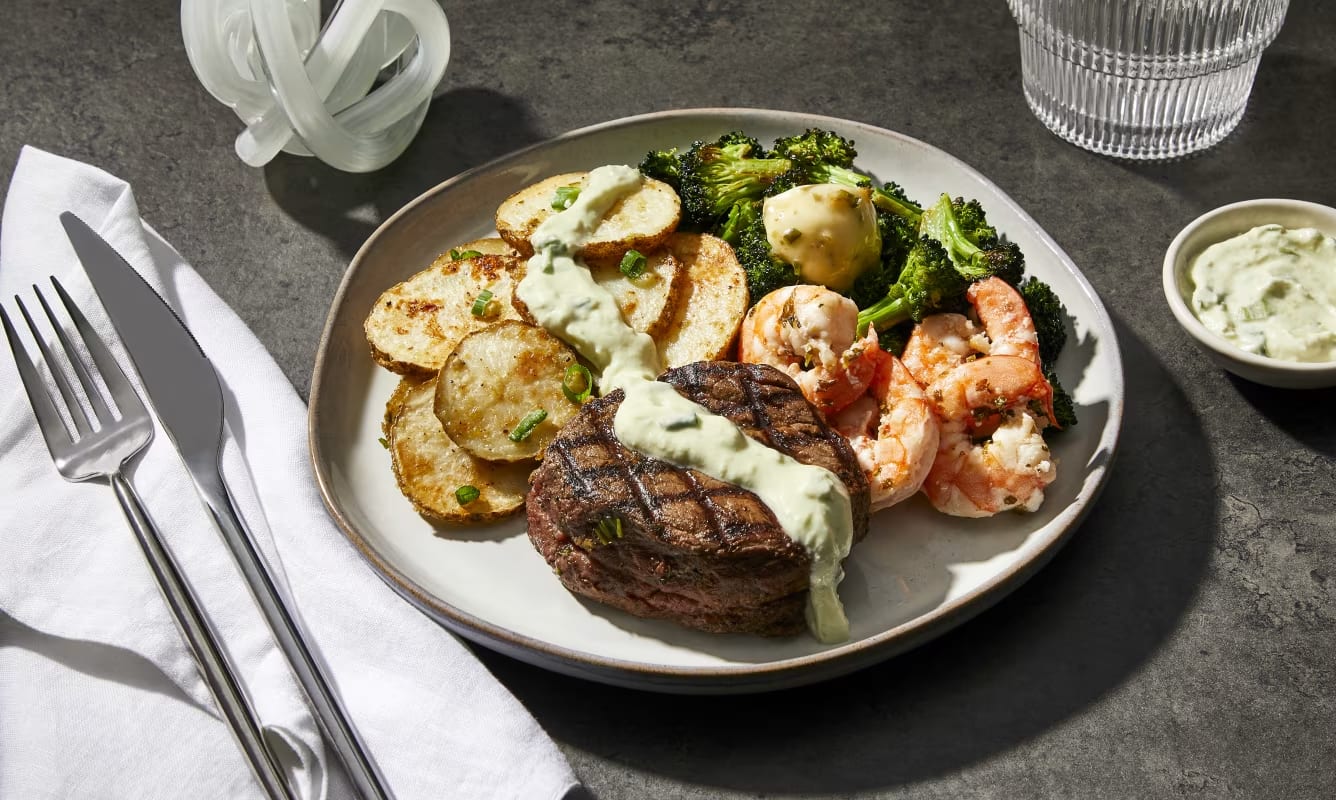  Roasted Garlic Filet Mignon & Shrimp