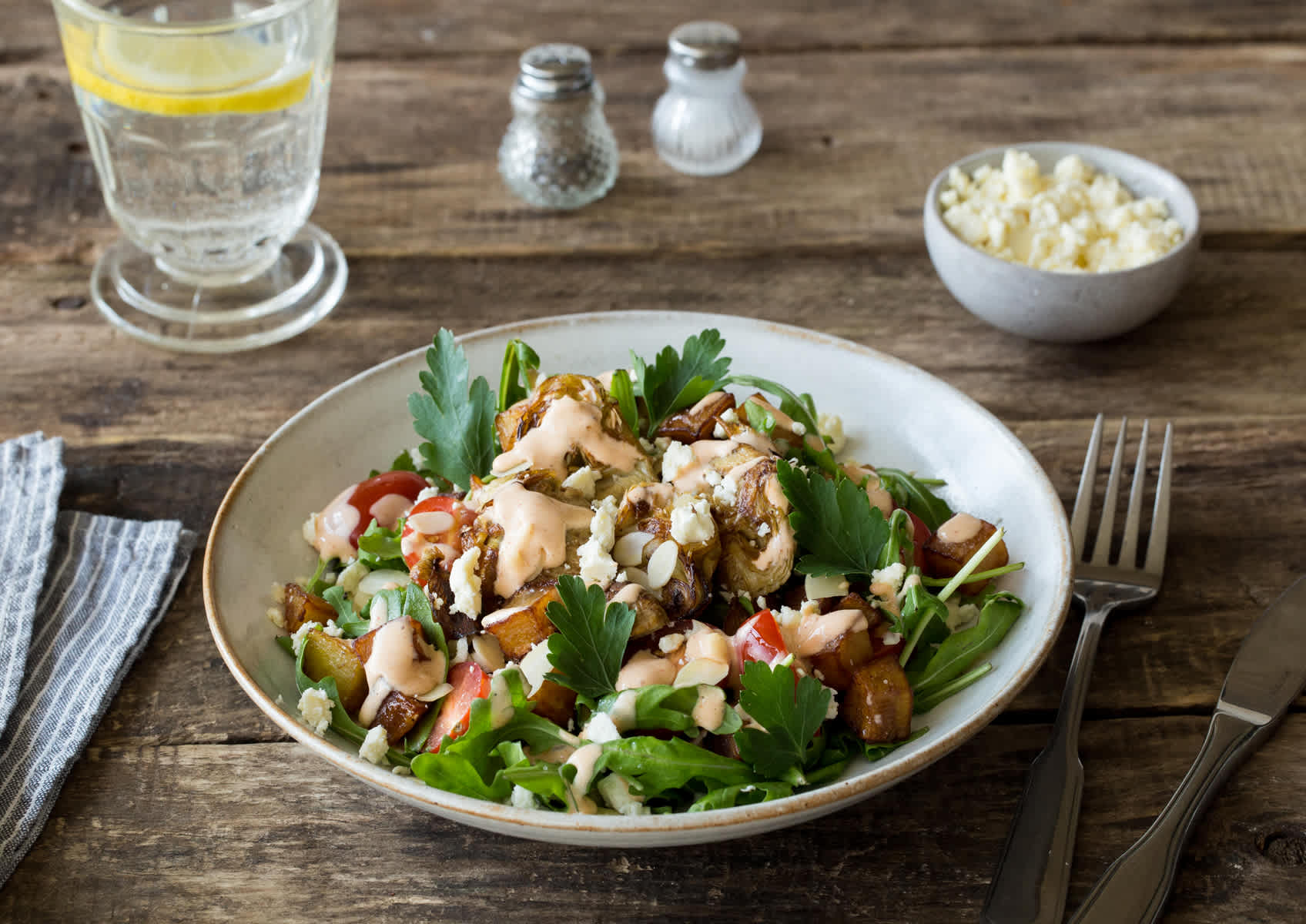 Crispy Artichoke & Patatas Bravas Salad