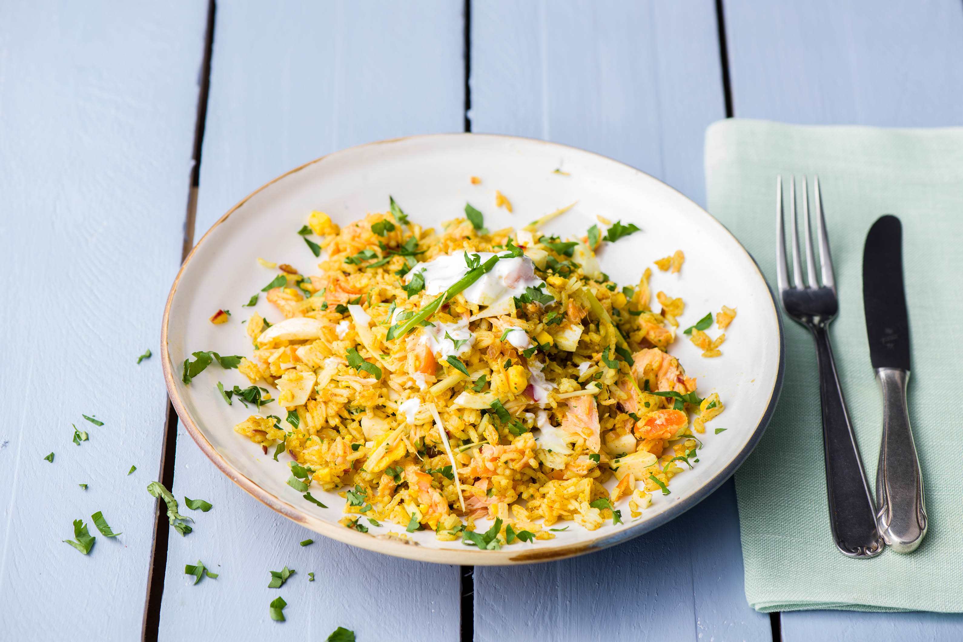 Indische „Kedgeree“-Reis-Pfanne