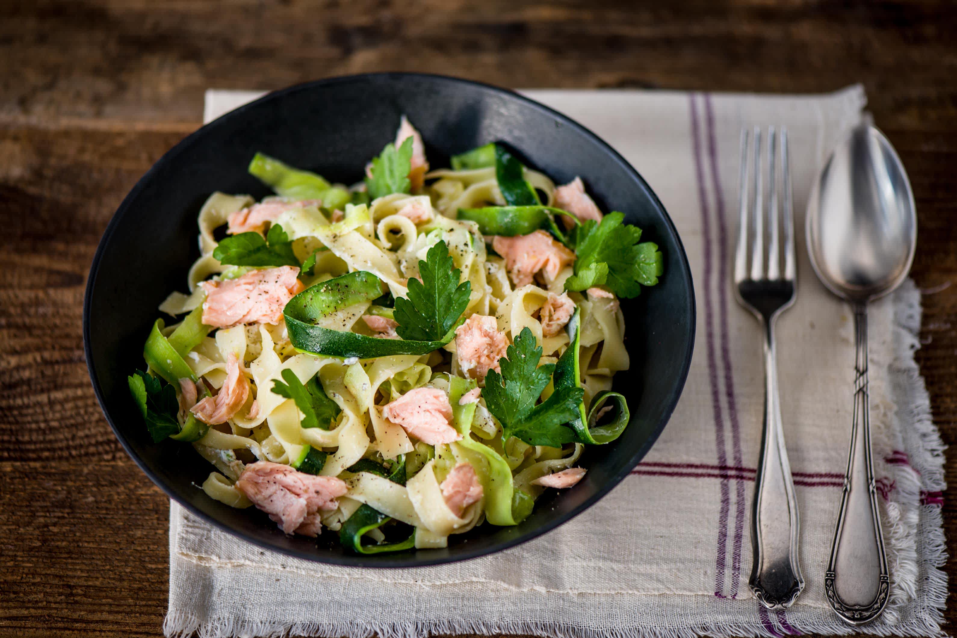 Smoked Salmon & Dill Goat Cheese Fettuccine