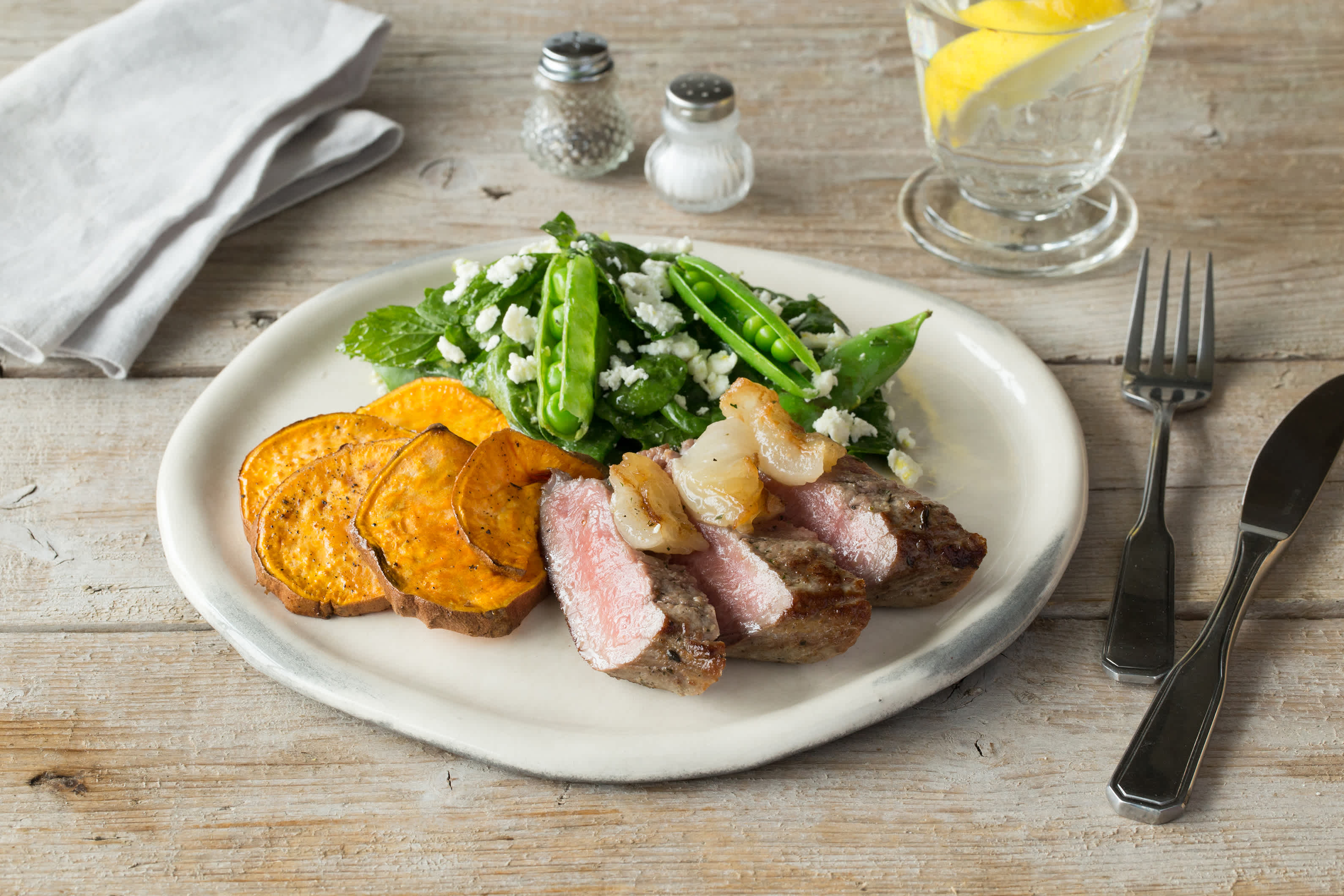Spring Lamb with Pea & Goat Cheese Salad