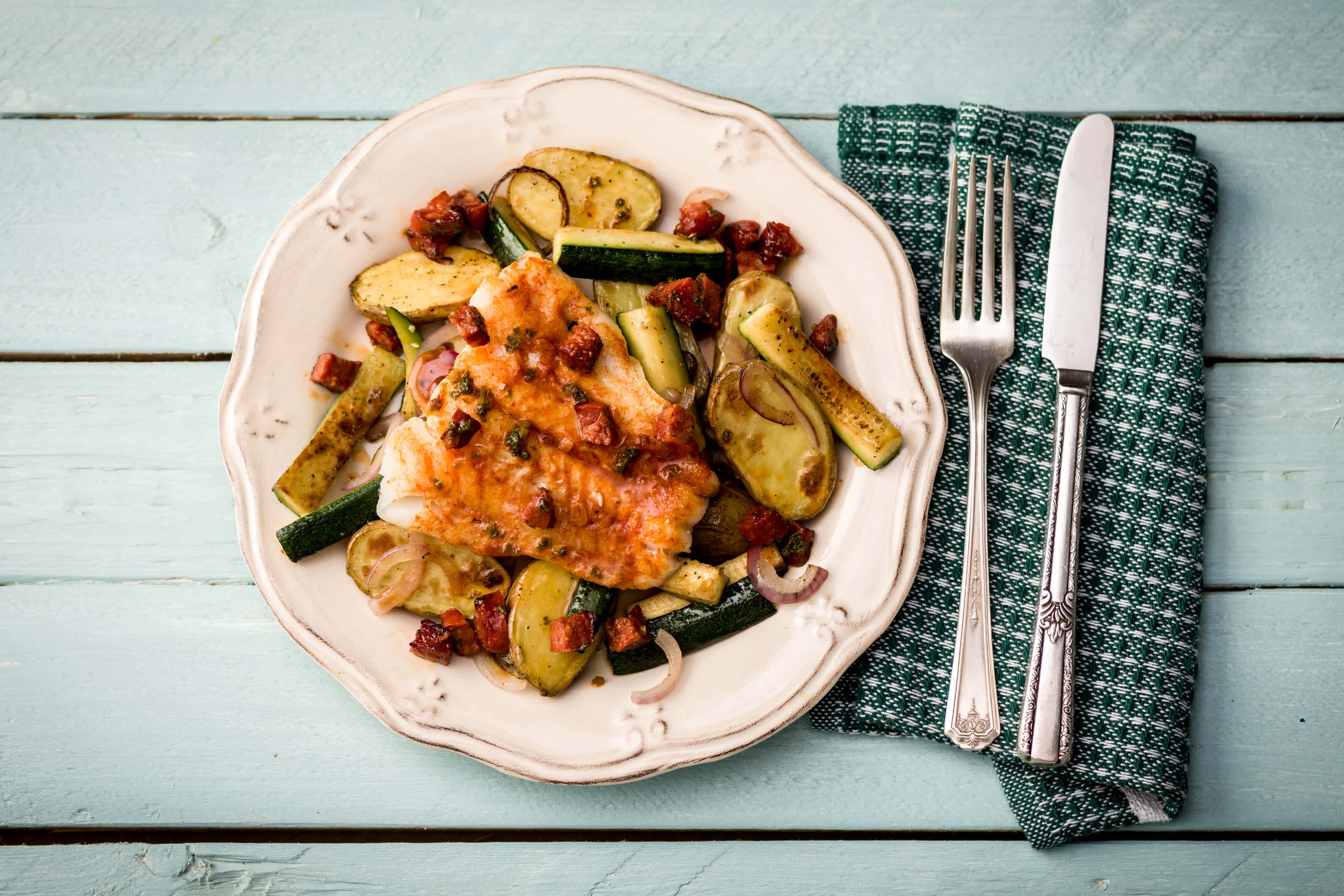 Smokey Cod and Roasted New Potatoes