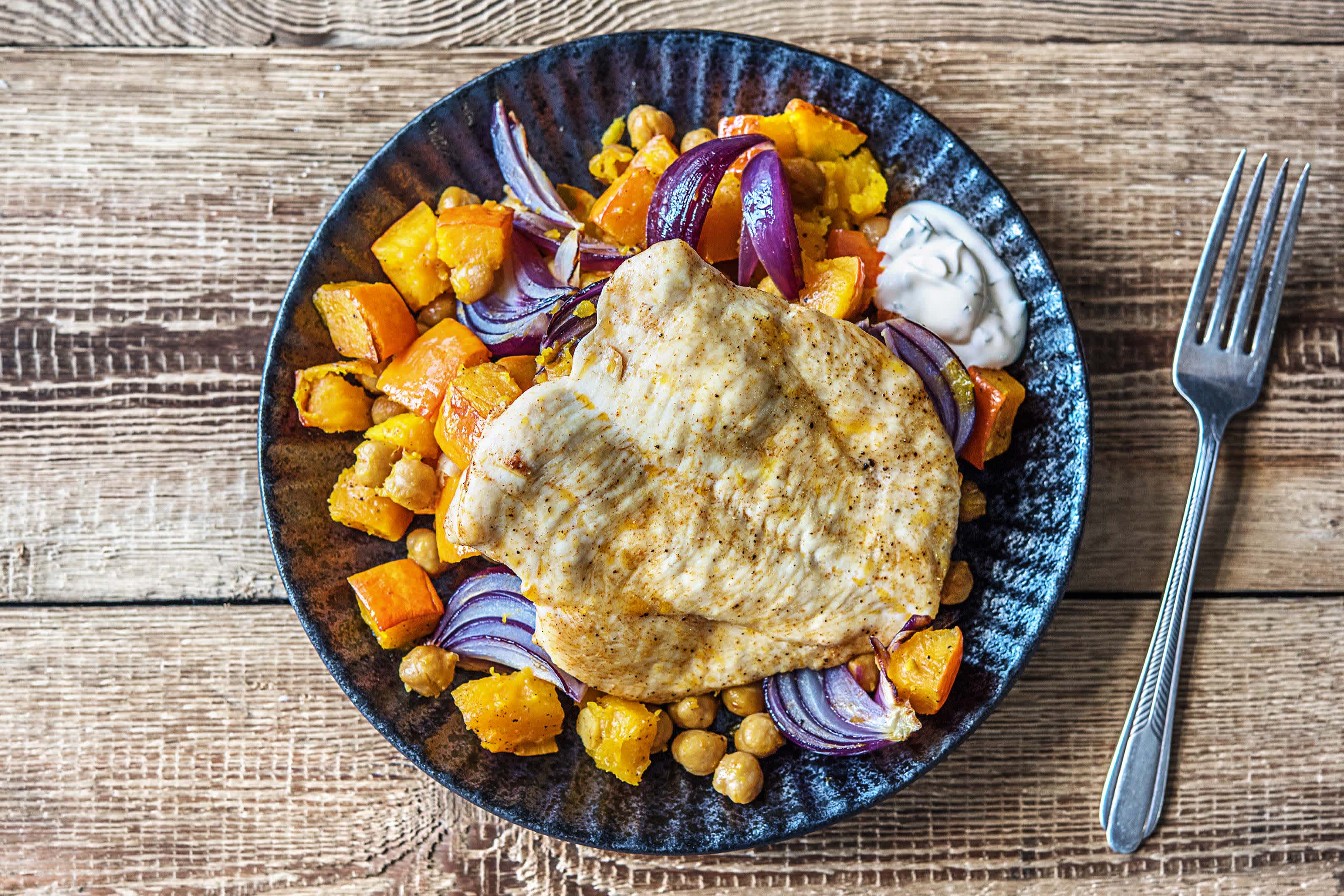 Gebackene Harissa-Hähnchenbrust