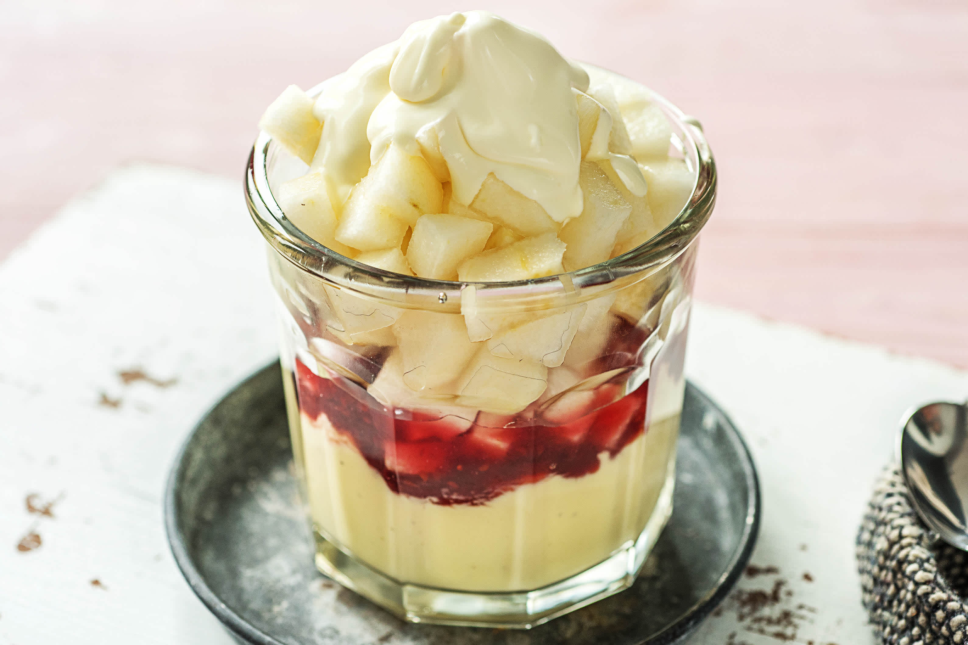 Crème dessert, poires