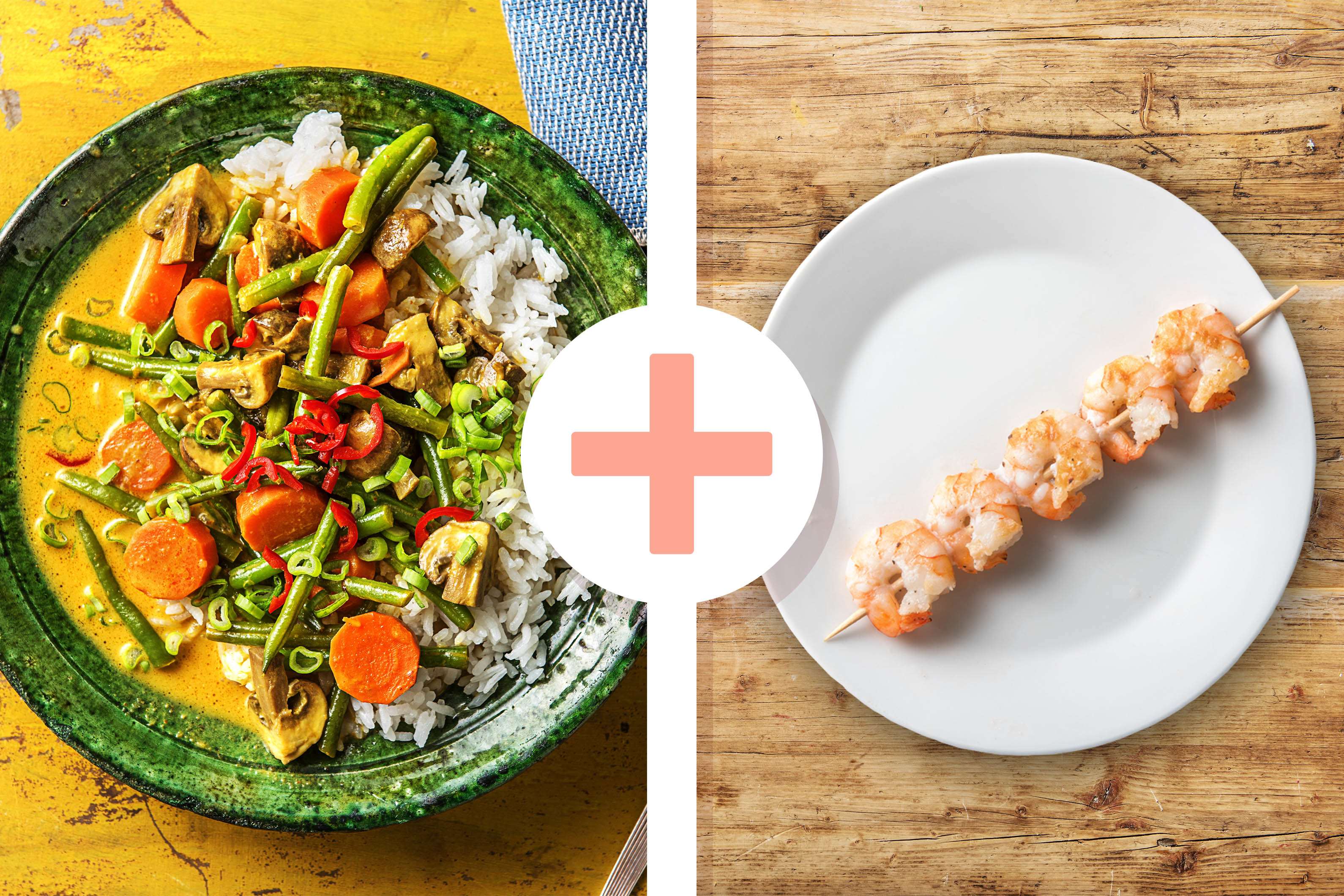 Buntes Kokos-Curry mit extra Garnelen