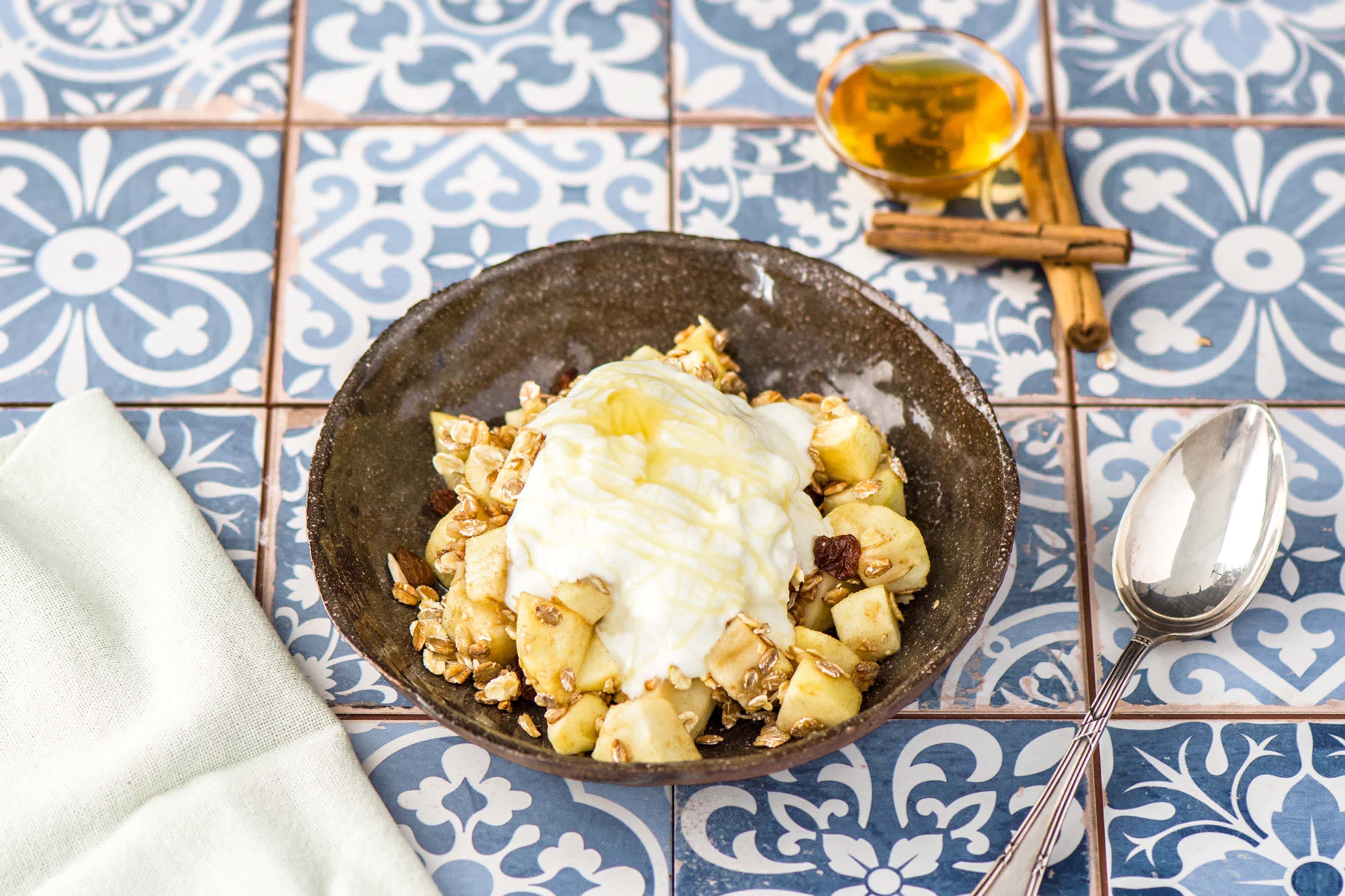 Appelcrumble met muesli