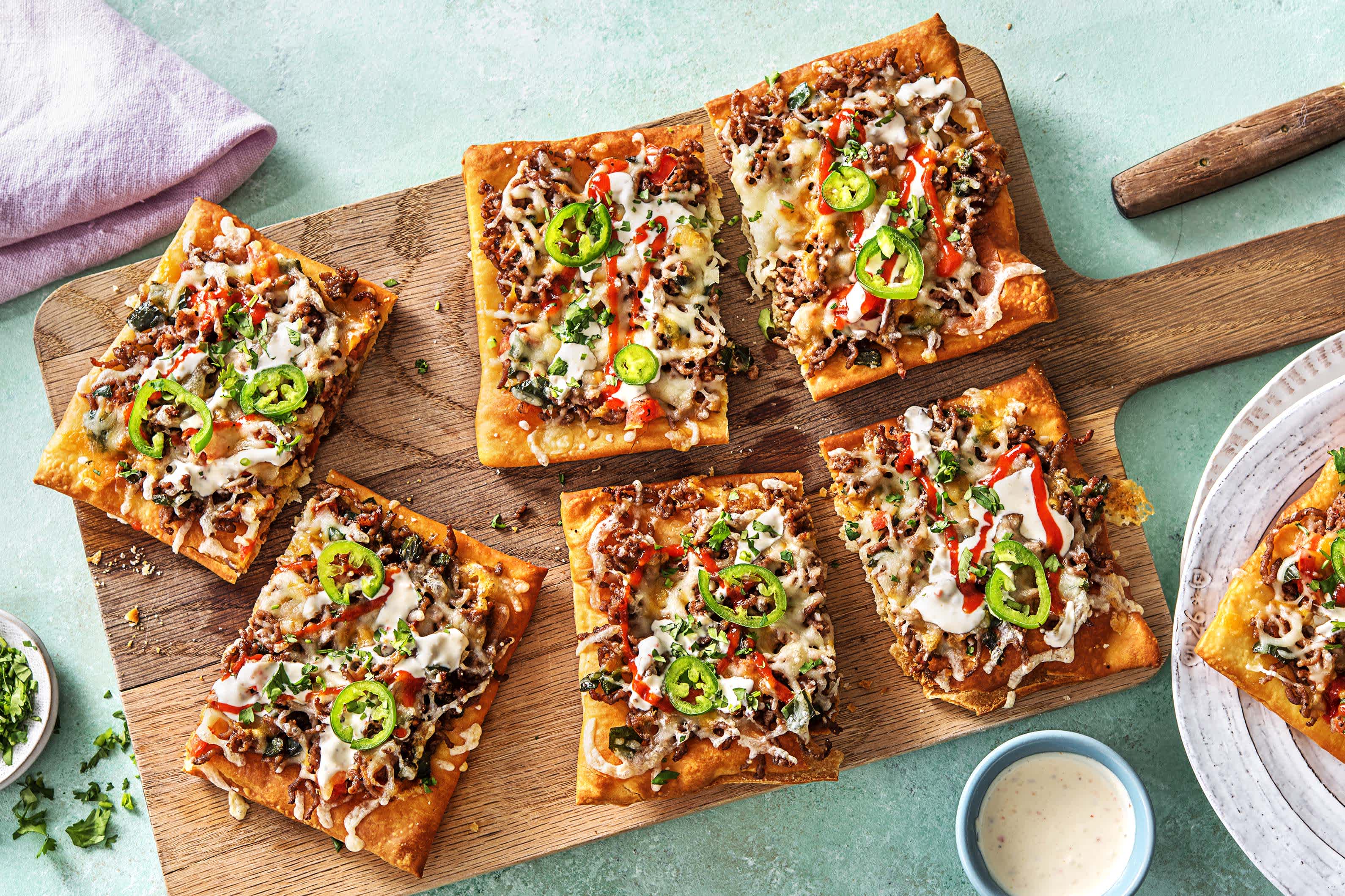 Beef Taco Pizzas