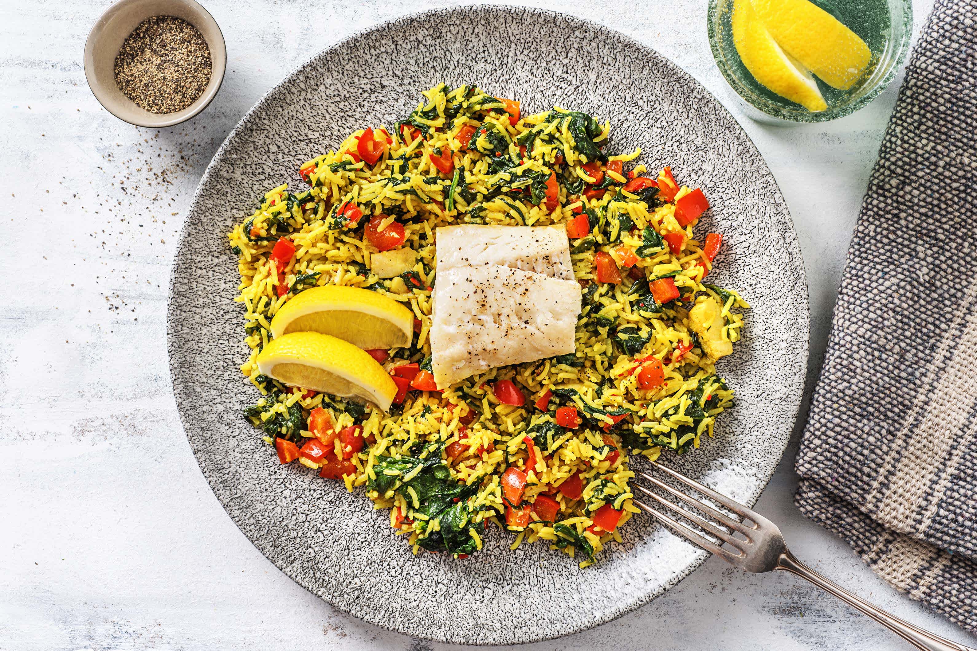 Pilaf au cabillaud vapeur