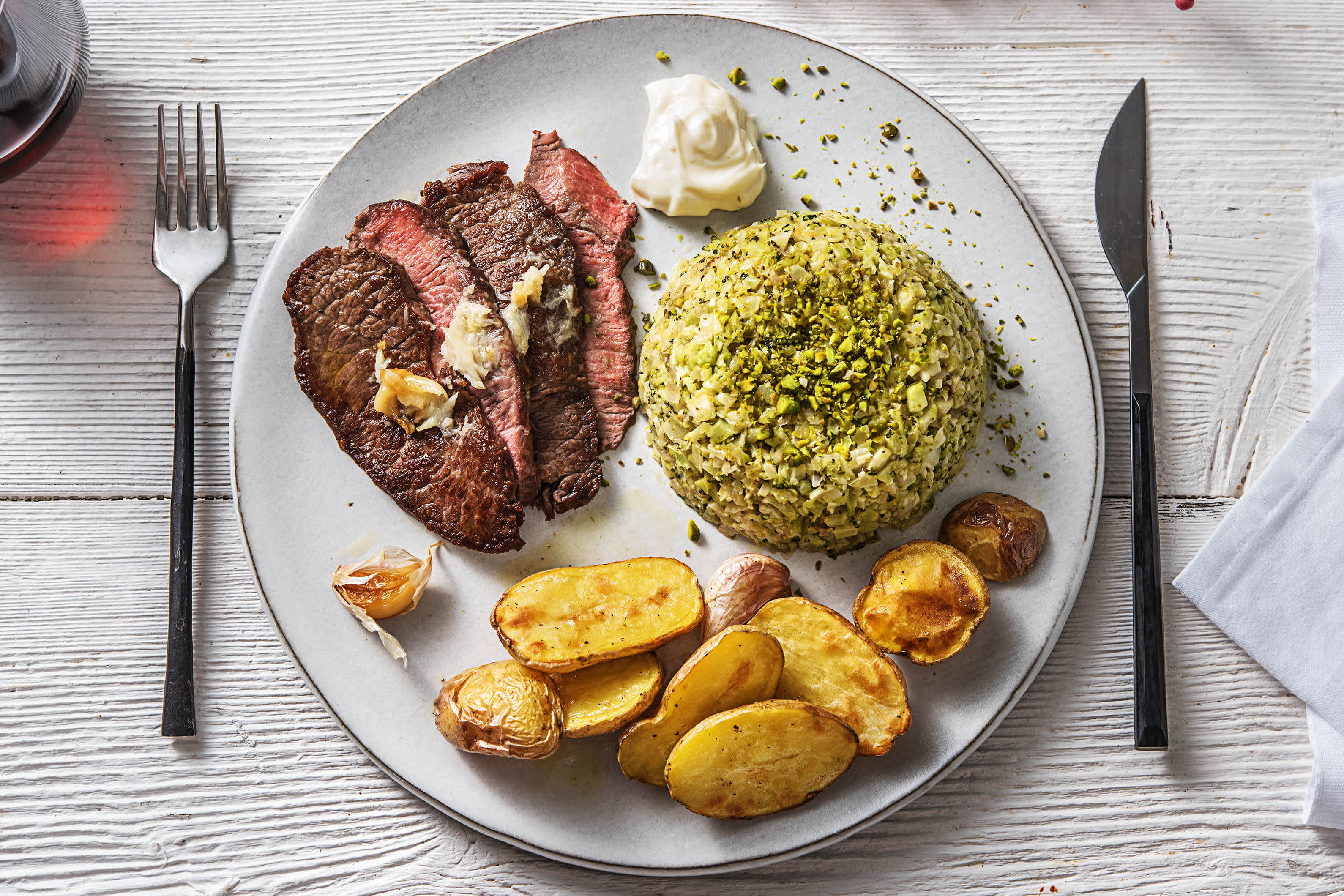 Rumsteak et ail rôti