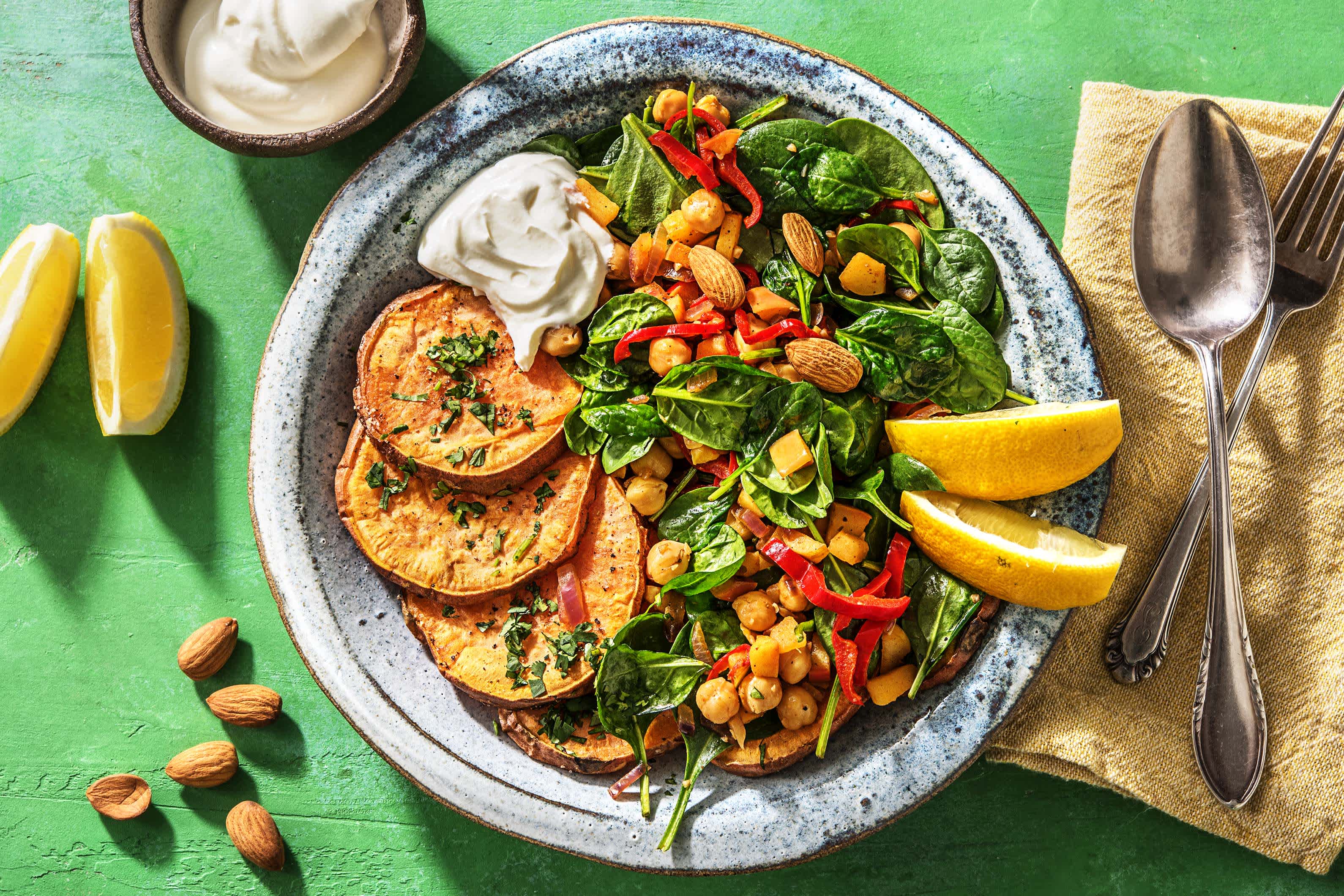 Salade orientale aux patates douces et aux pois chiches