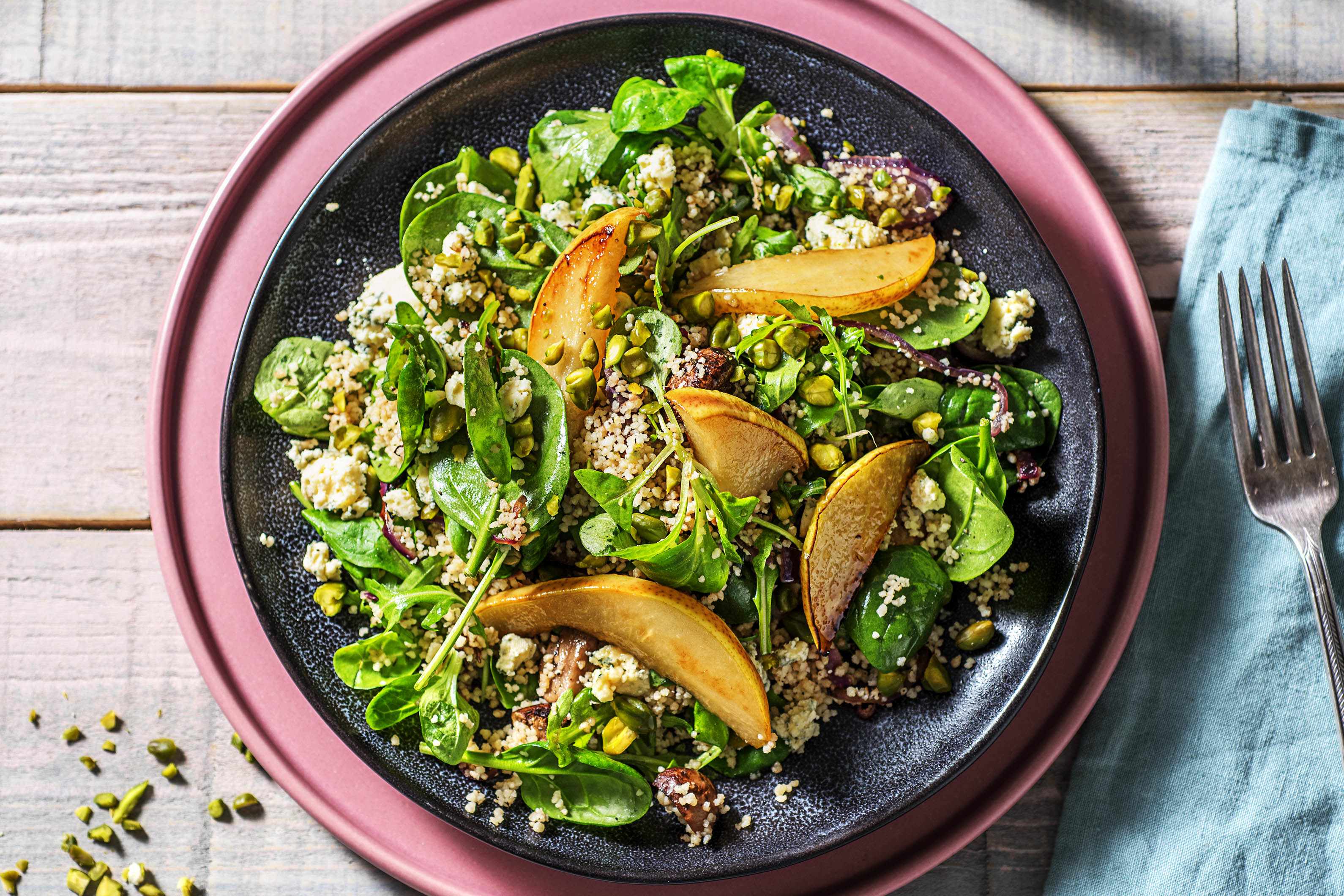 Volkoren couscous met blauwe kaas