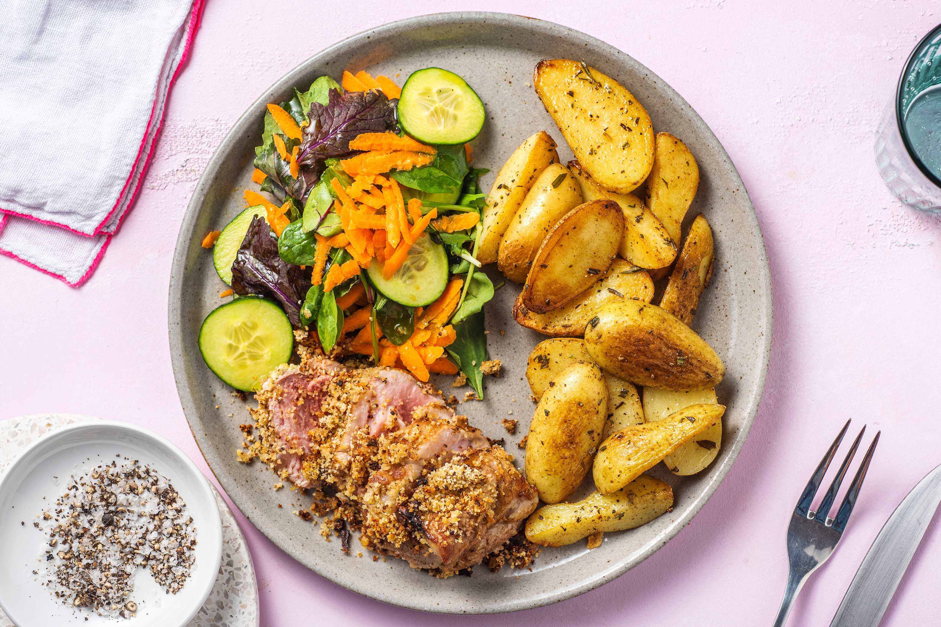 Schweinefilet mit Senfbröseln