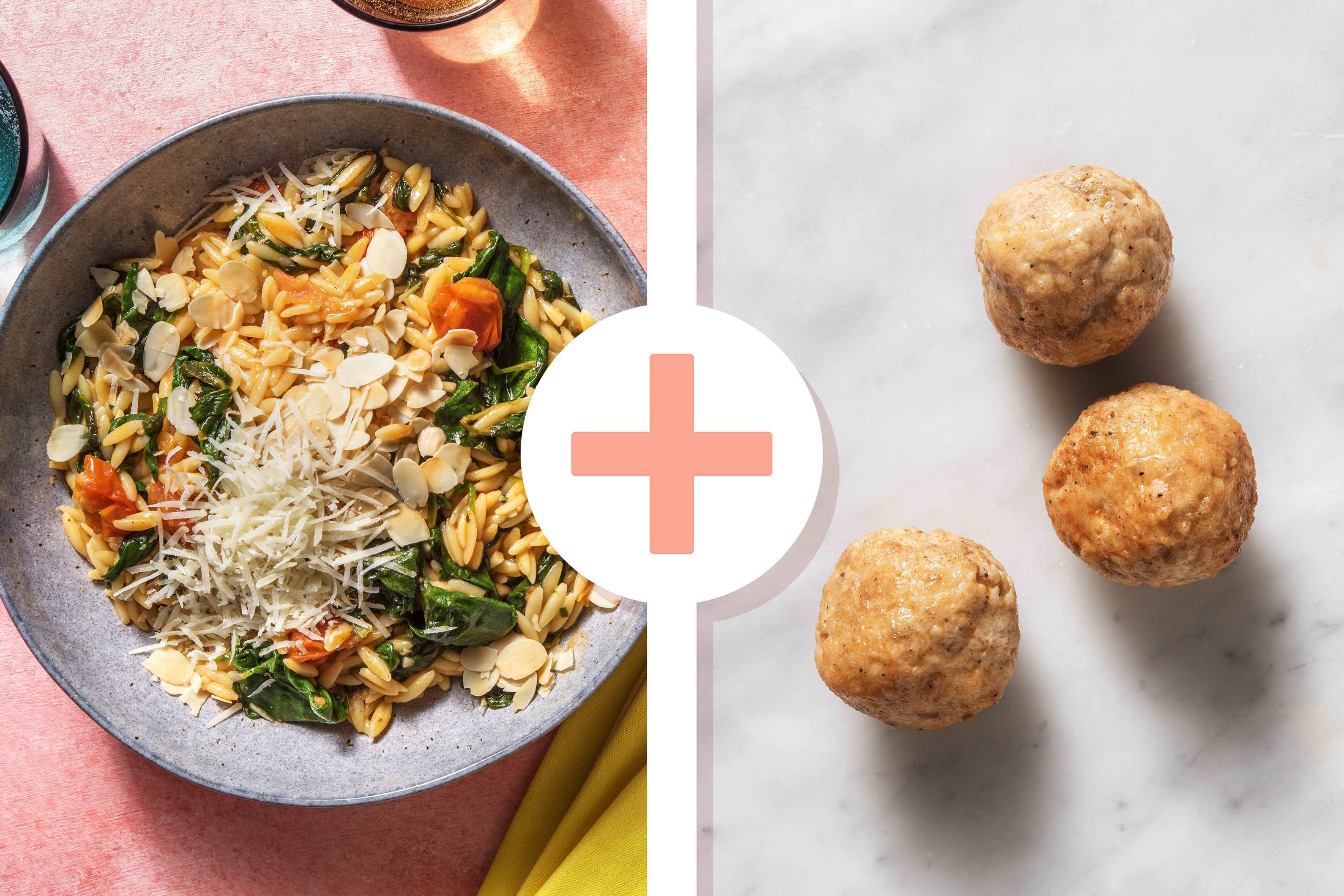 Orzo aux épinards et des tomates cerises
