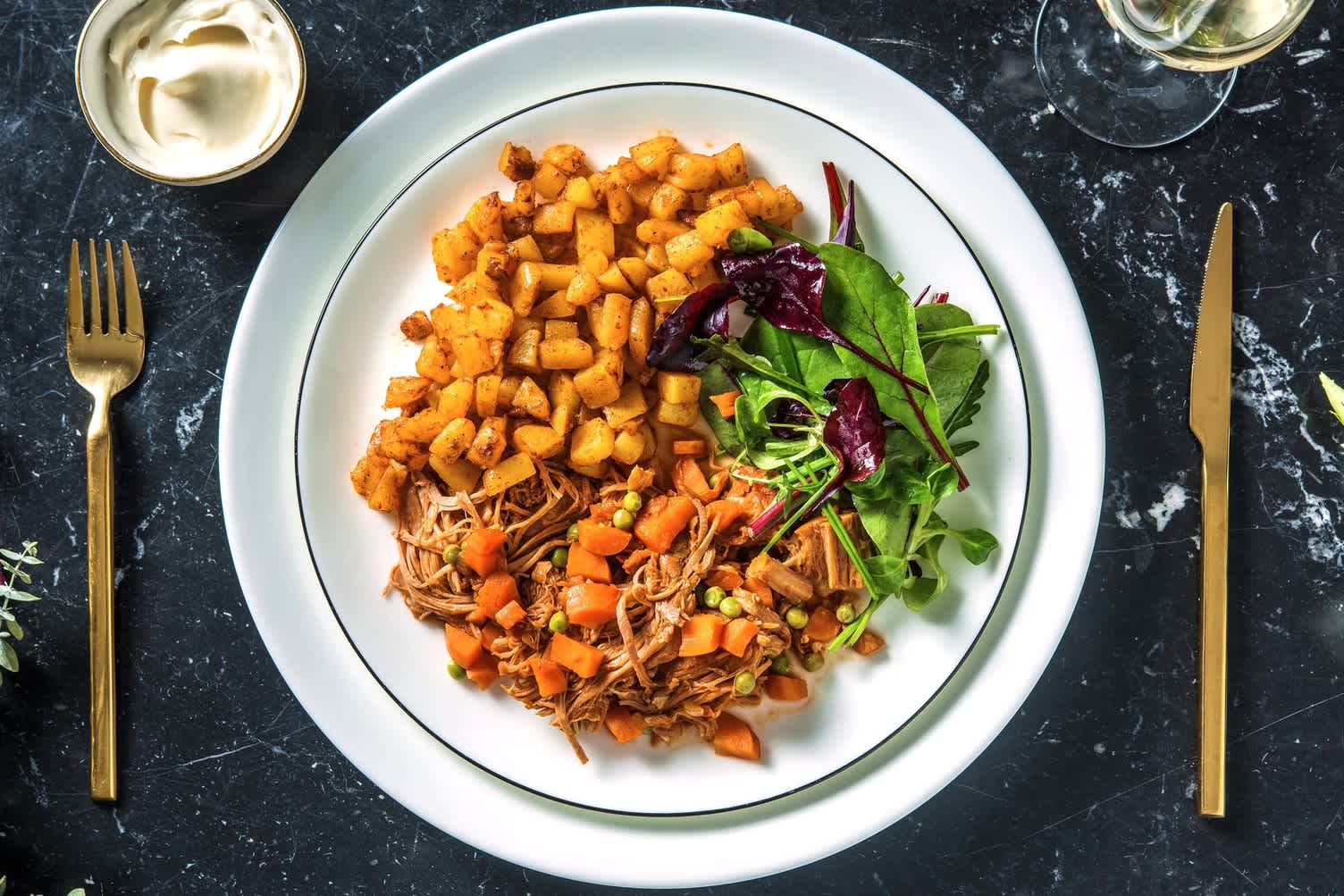 Mijoté de veau aux carottes et aux petits pois