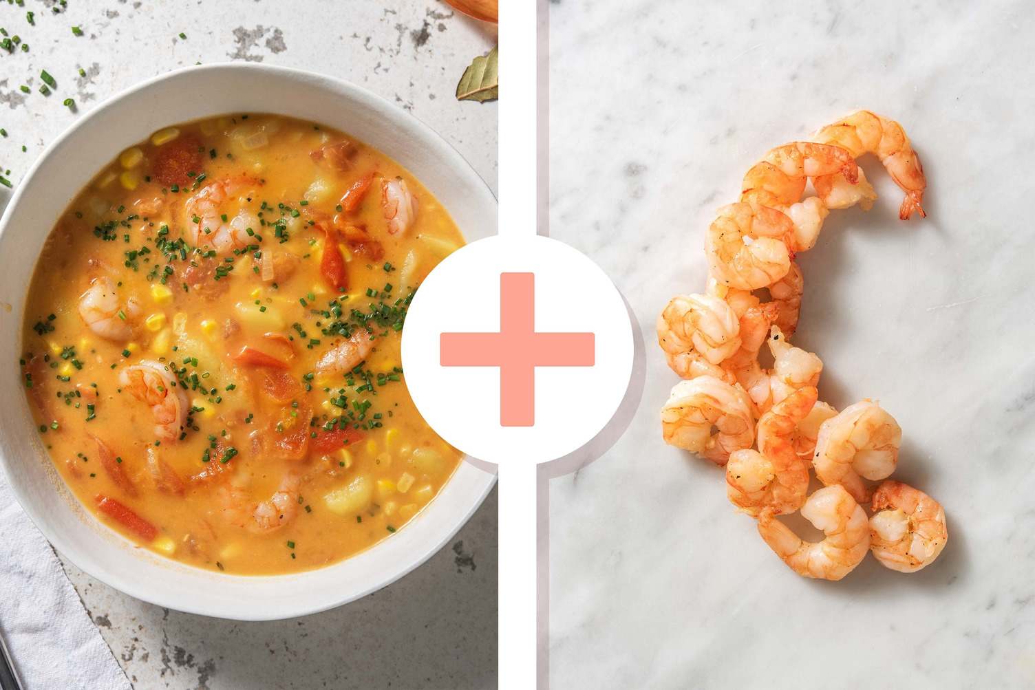 Soupe onctueuse de pommes de terre et double portion de crevettes