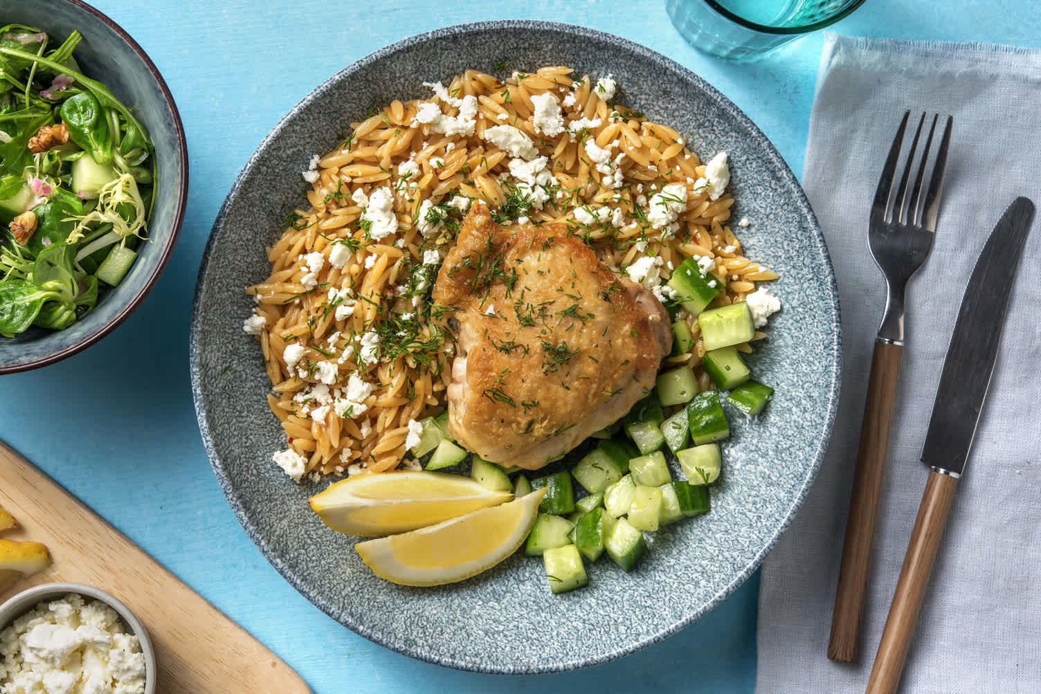 Orzo au poulet, à l’aneth et à la feta