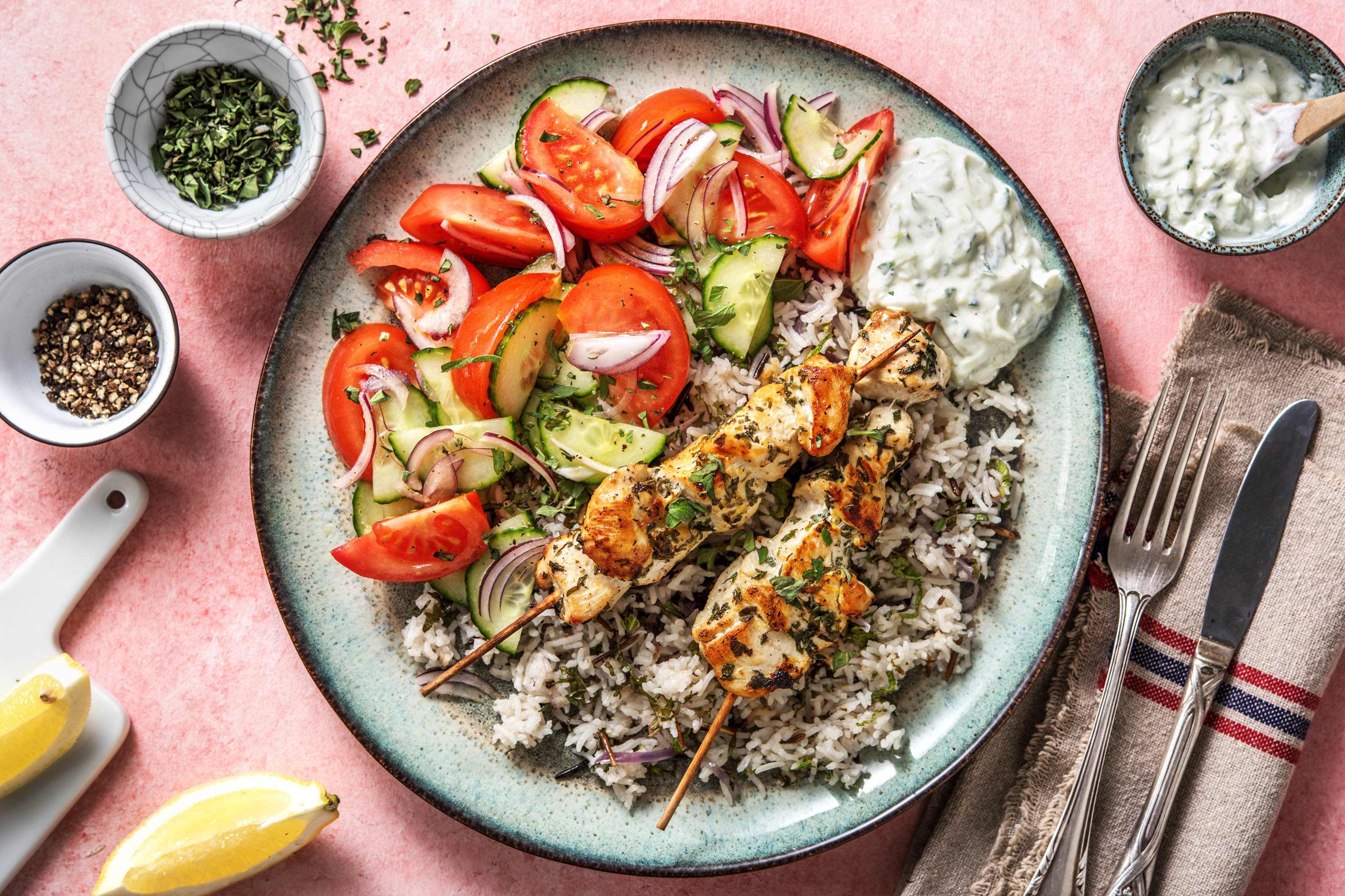 Poulet-Souvlaki mit Oregano