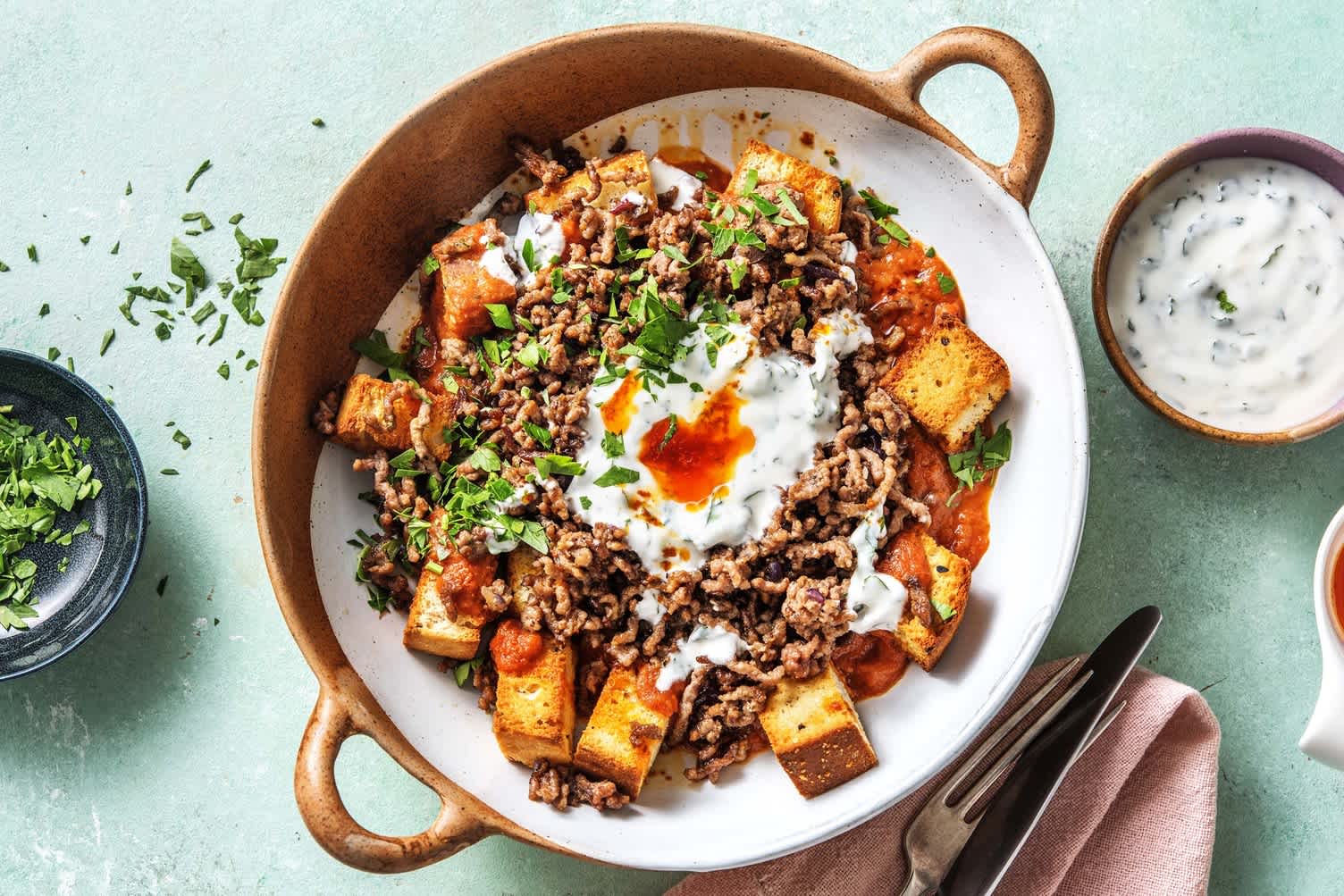 Iskender! Türkisches Gericht mit Hack