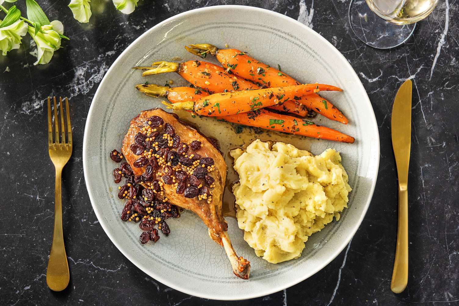 Cuisse de canard confite aux raisins secs