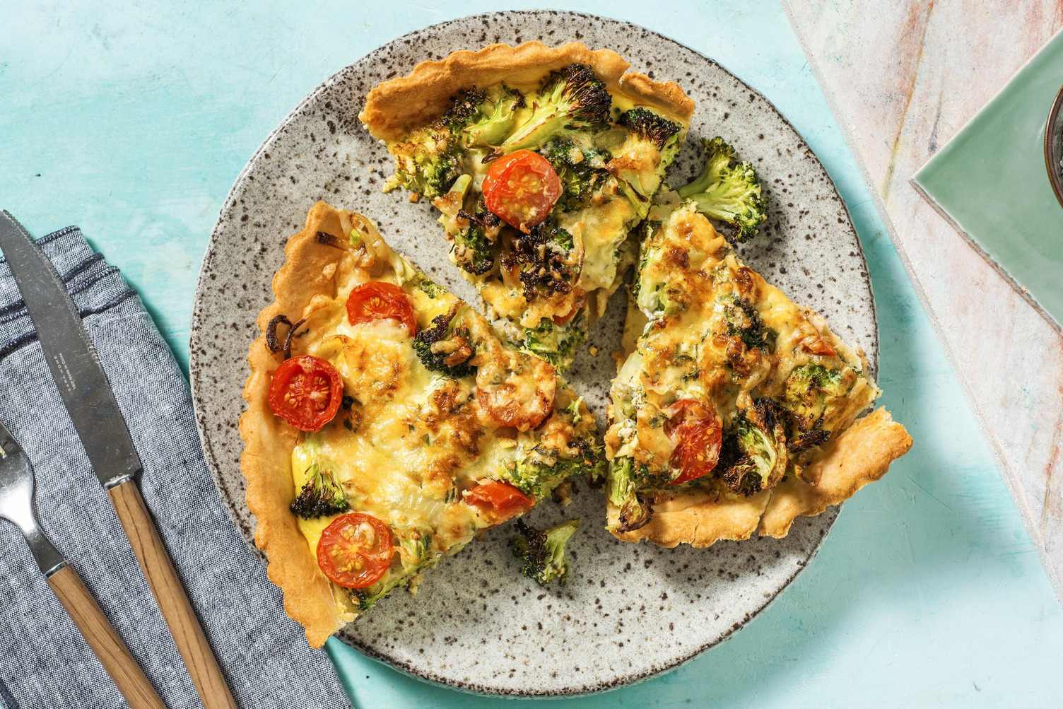 Quiche aux brocolis et tomates cerises