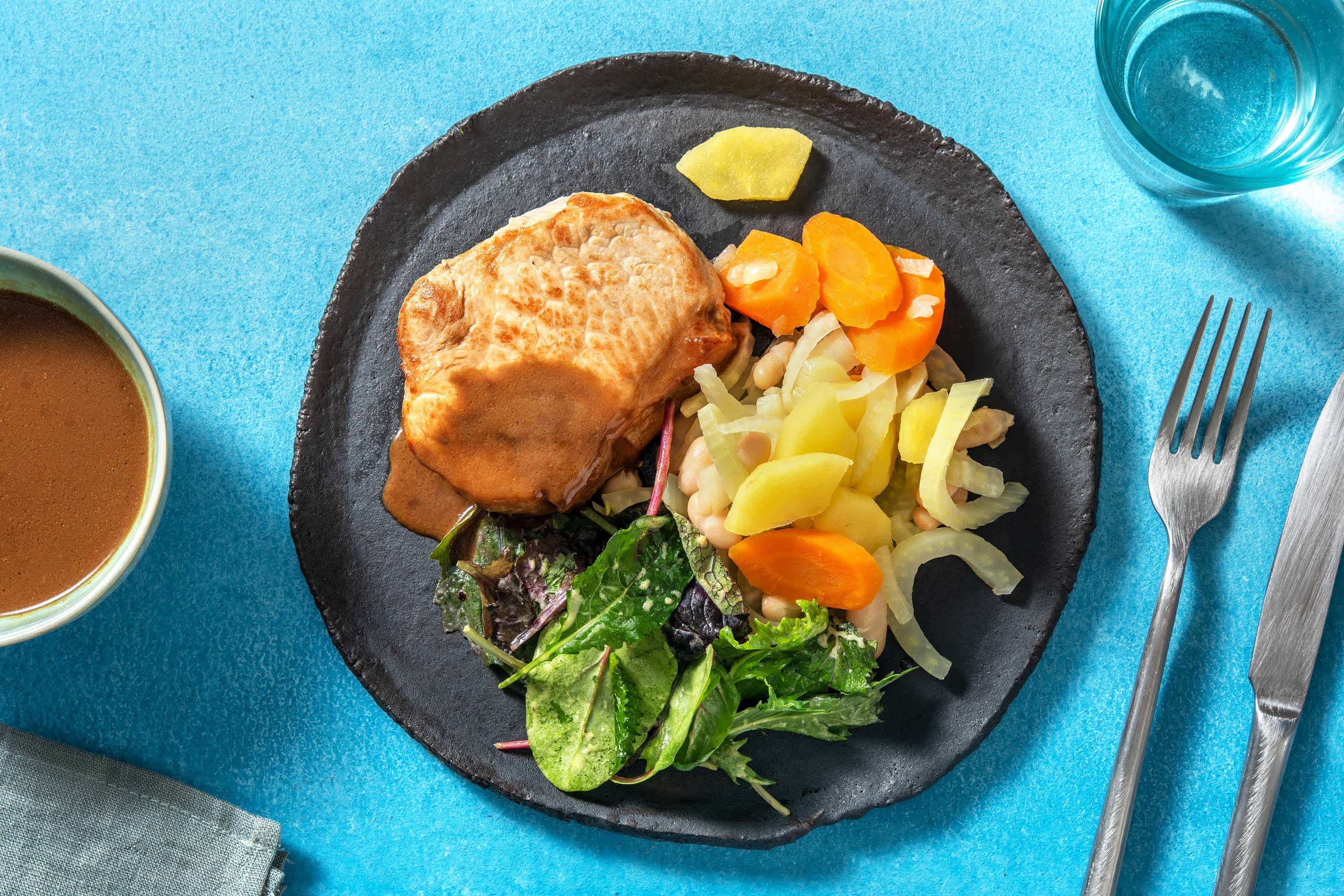 Schweinesteak mit Honig-Fenchel-Gemüse