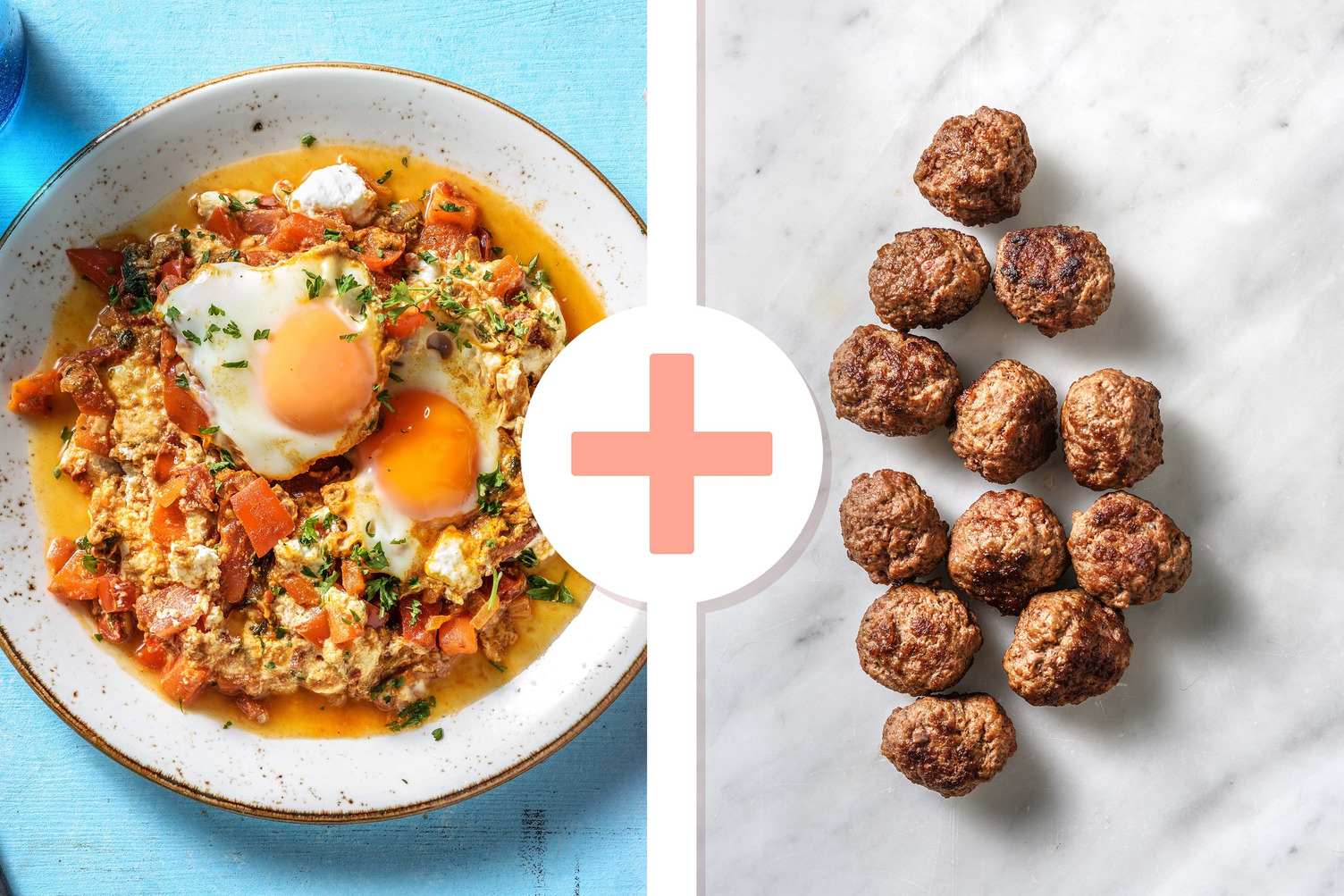 Shakshuka met gekruide gehaktballetjes als extra