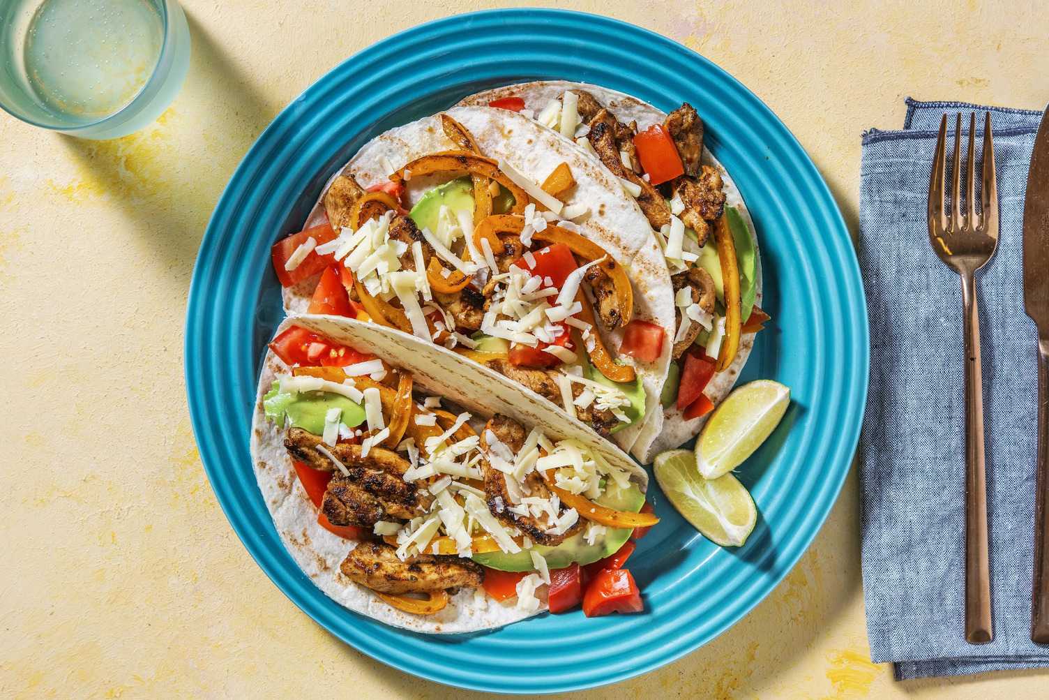 Kipfajita's met mini-tortilla's