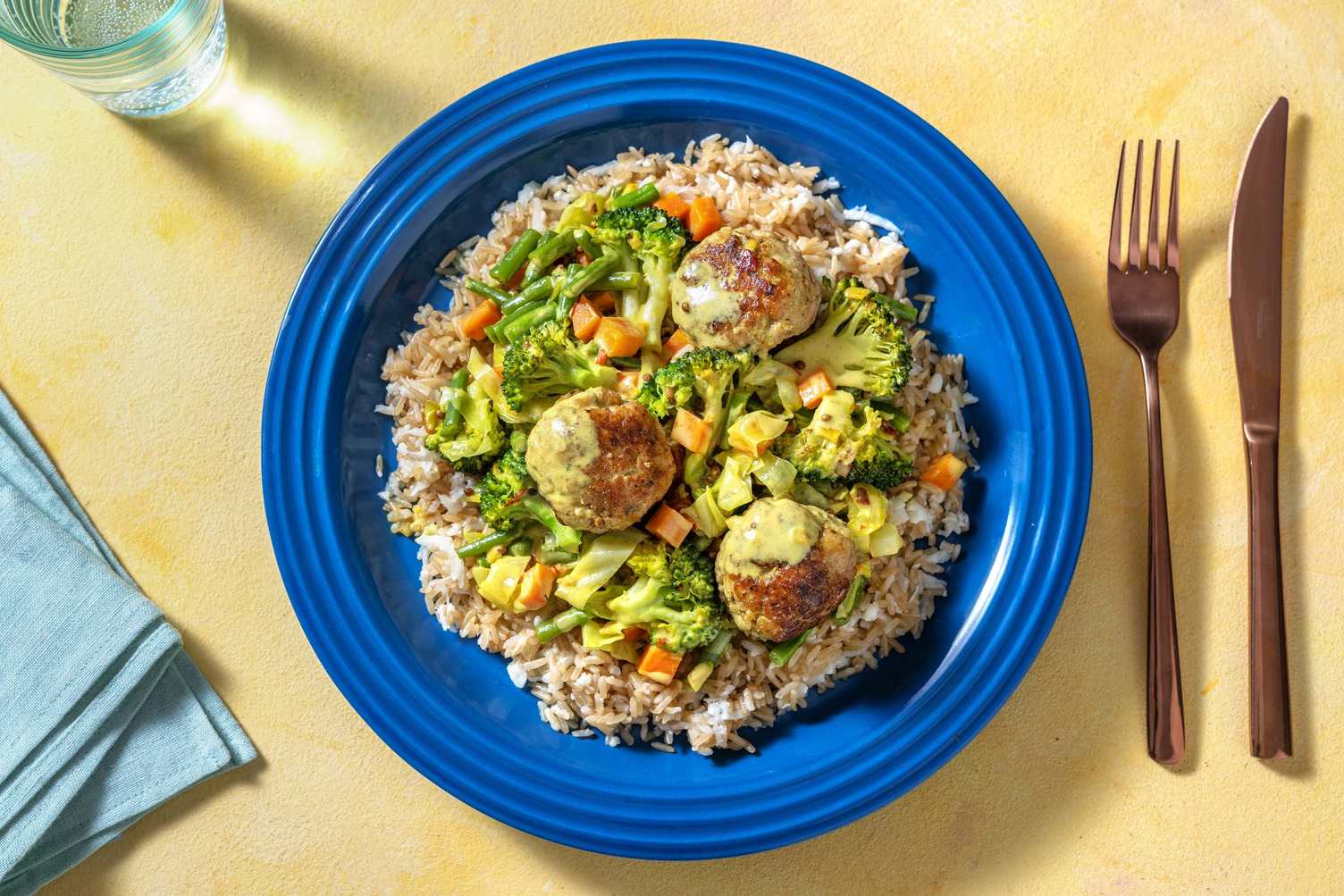 Milde groentecurry met gehaktballen