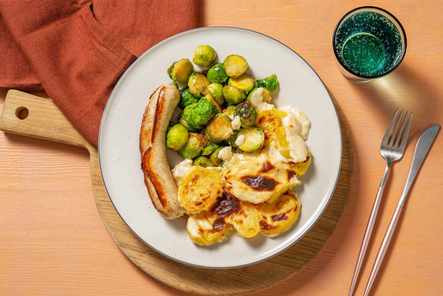 Boudin blanc et gratin de pommes de terre
