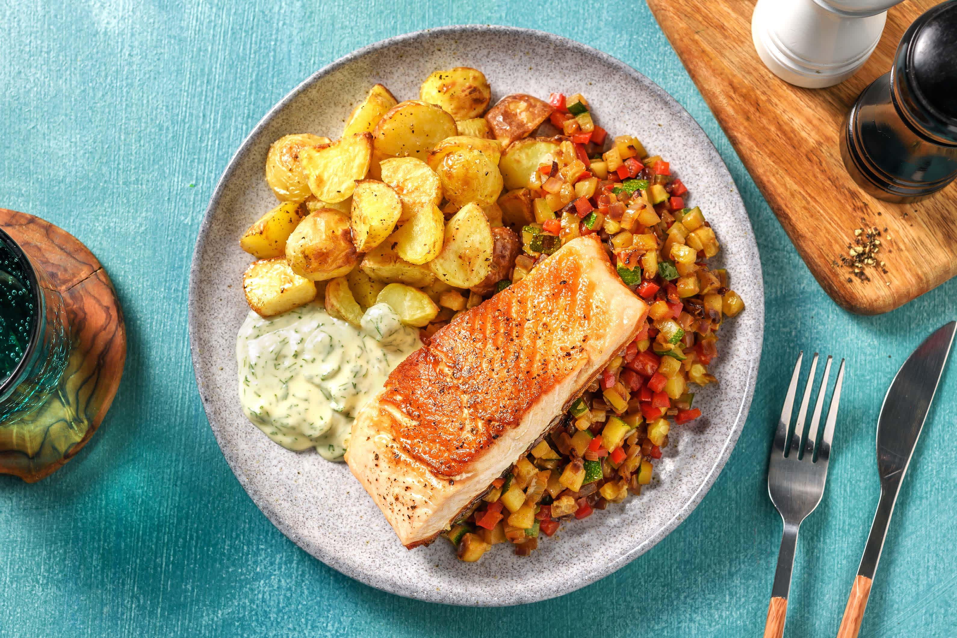Gebakken zalmfilet met dillemayonaise