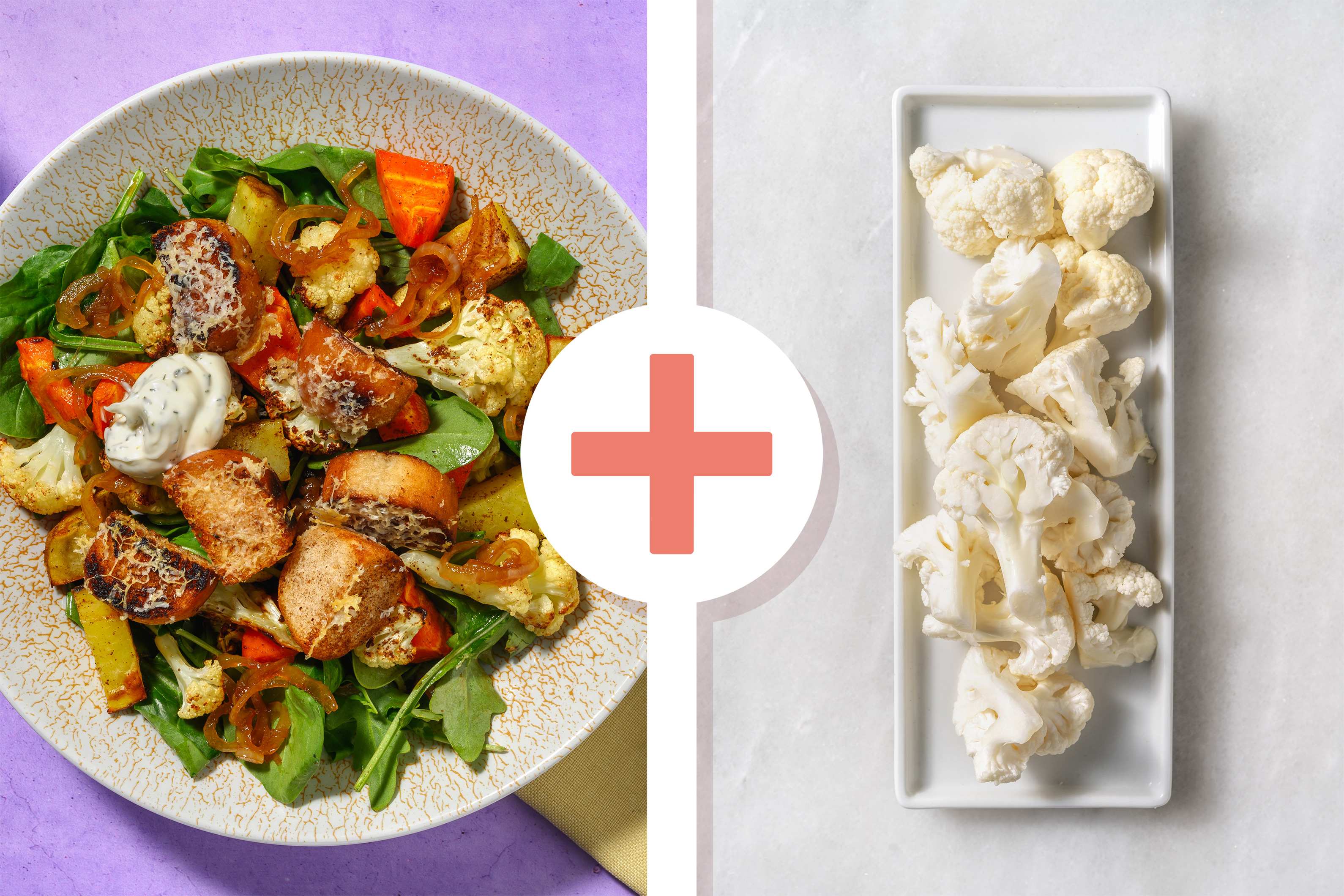 Spiced Cauliflower, Haloumi & Cheesy Crouton Salad