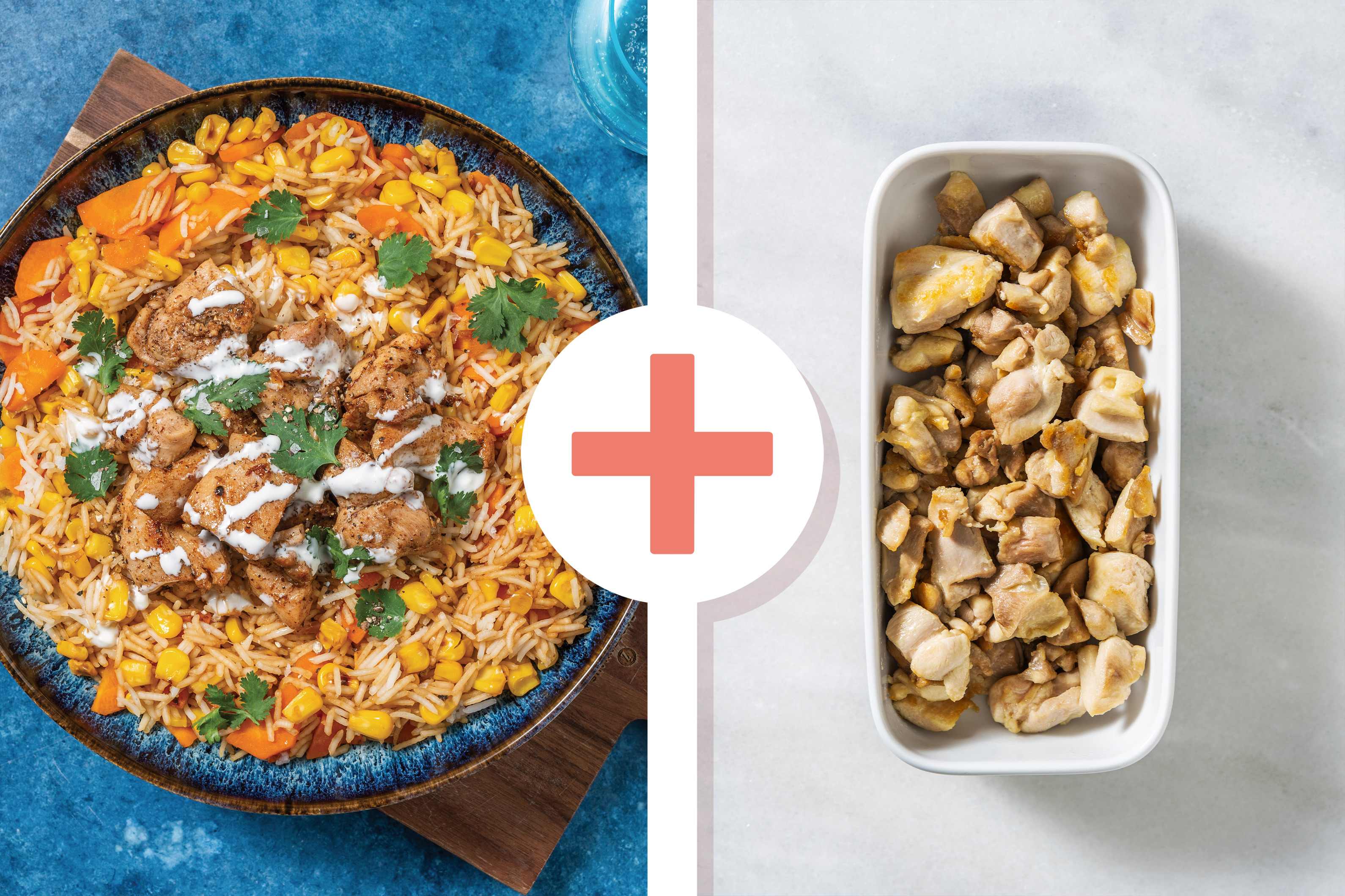Double Salt-Pepper Chicken & Asian Veggie Rice