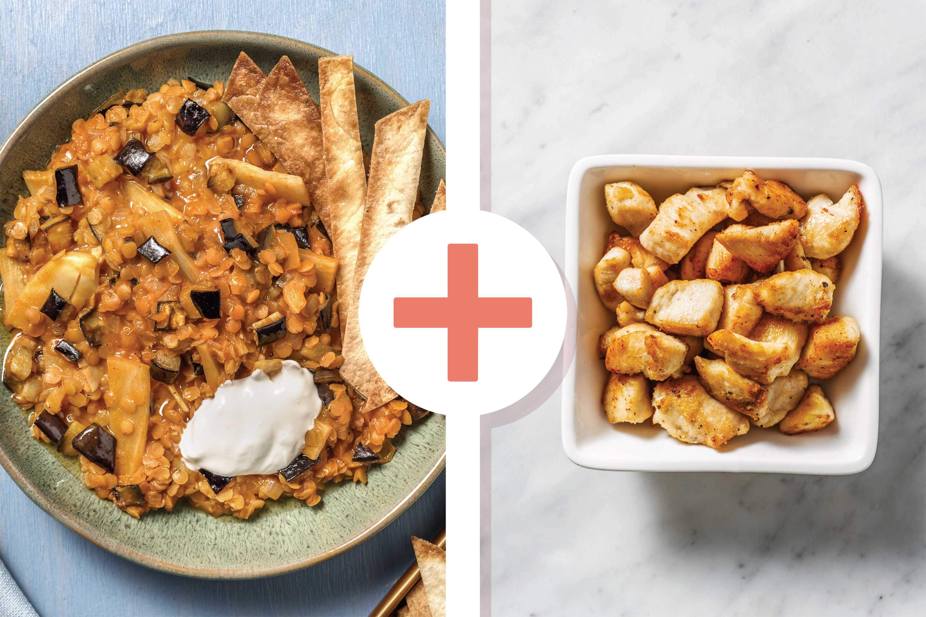 Indian Eggplant, Chicken & Lentil Coconut Dhal