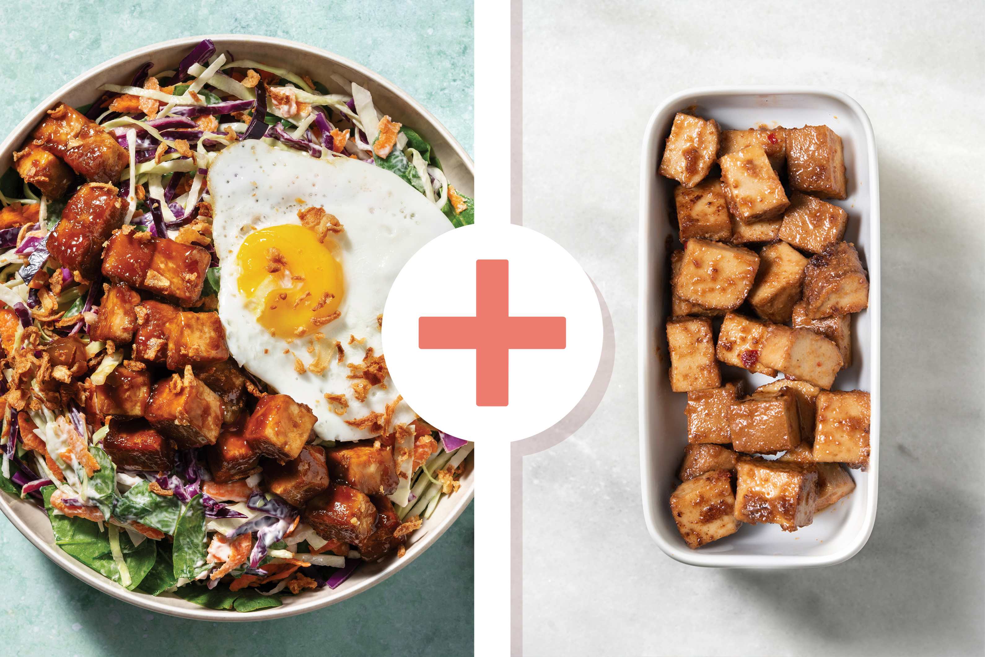 Double Sticky Plum Sauce Tofu Slaw Bowl