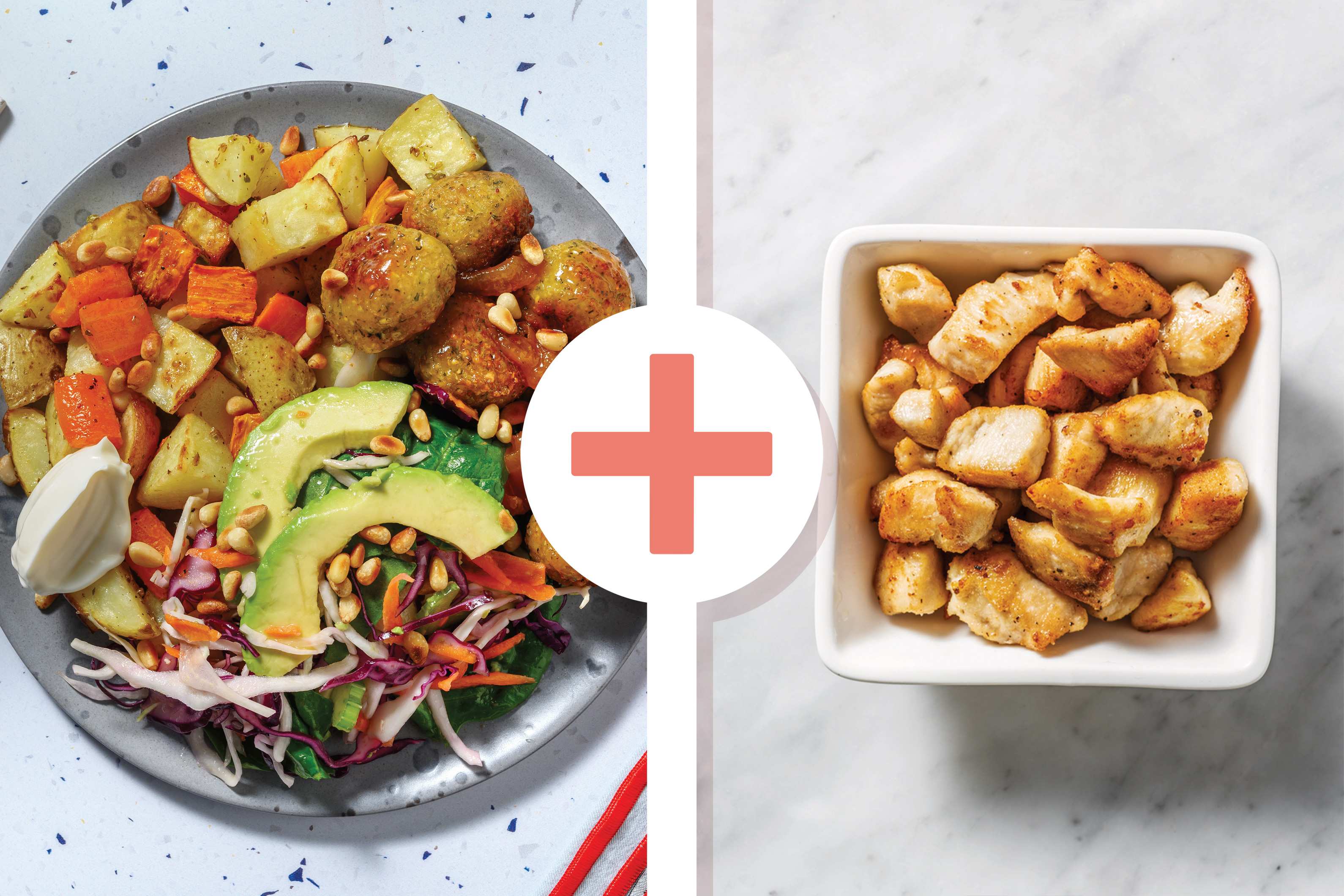 Apricot-Glazed Falafels & Chicken Nourish Plate