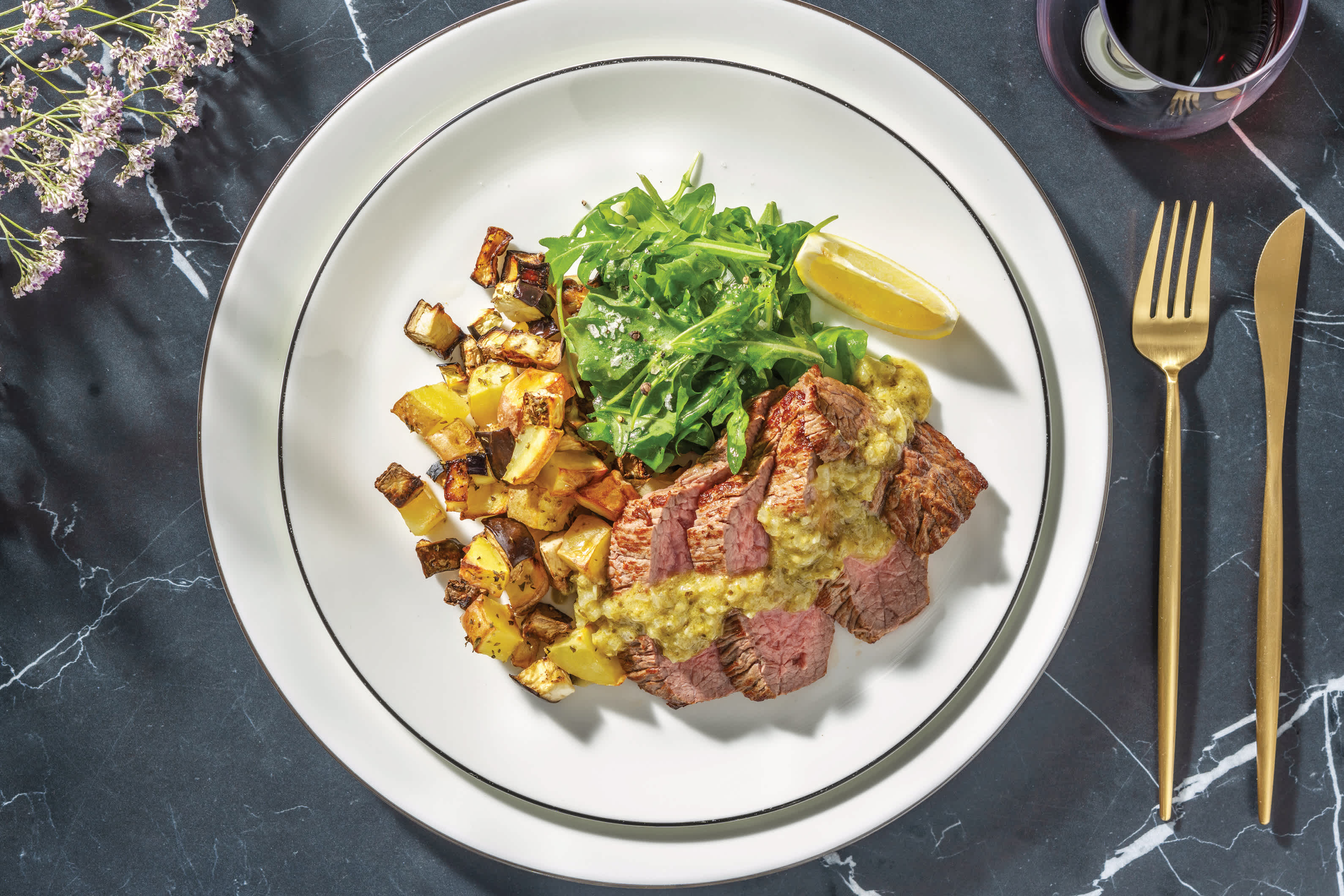 Seared Fillet Steak & Pesto Butter Sauce