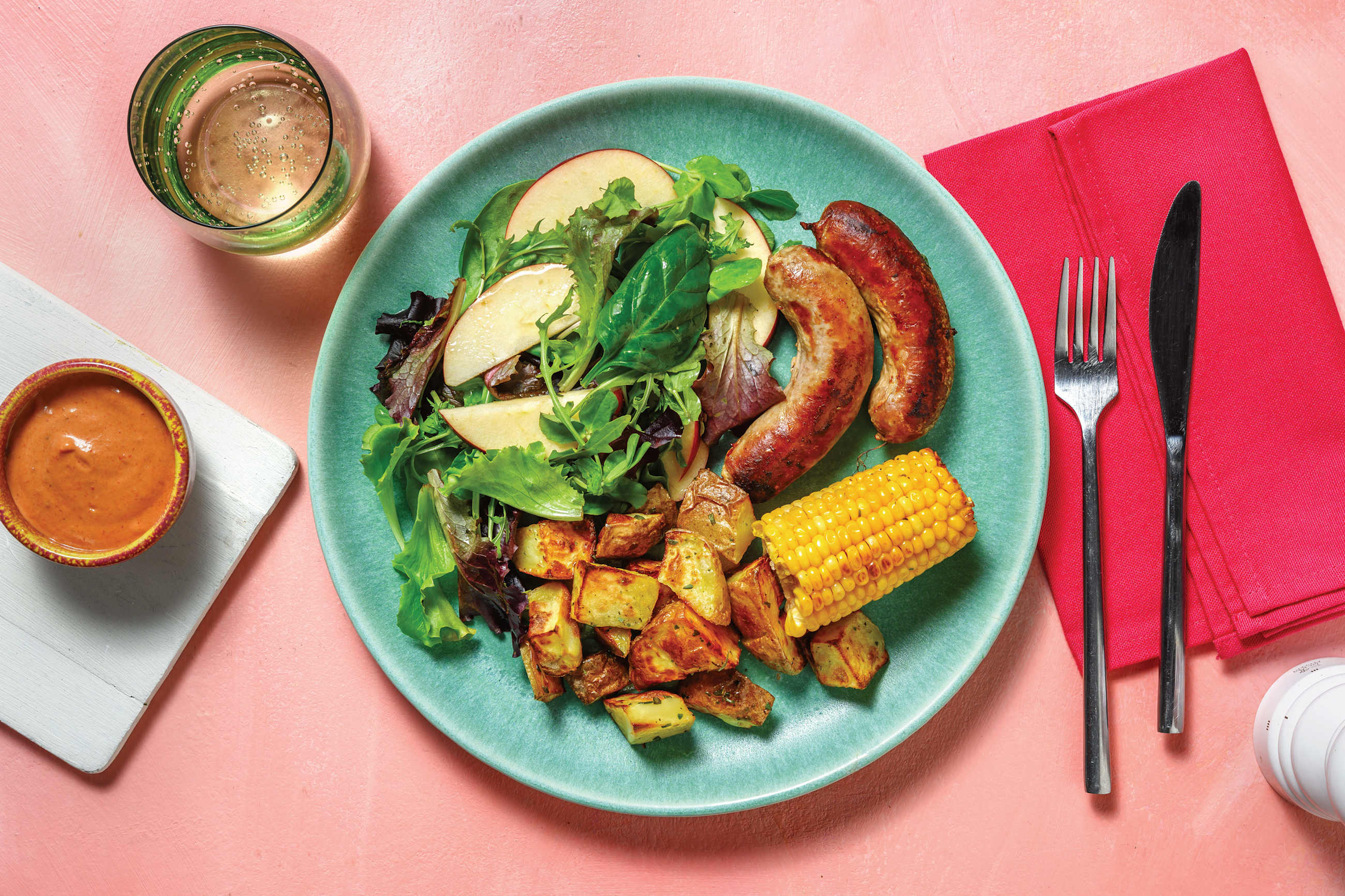 Beef Sausages & Herby Buttered Potatoes