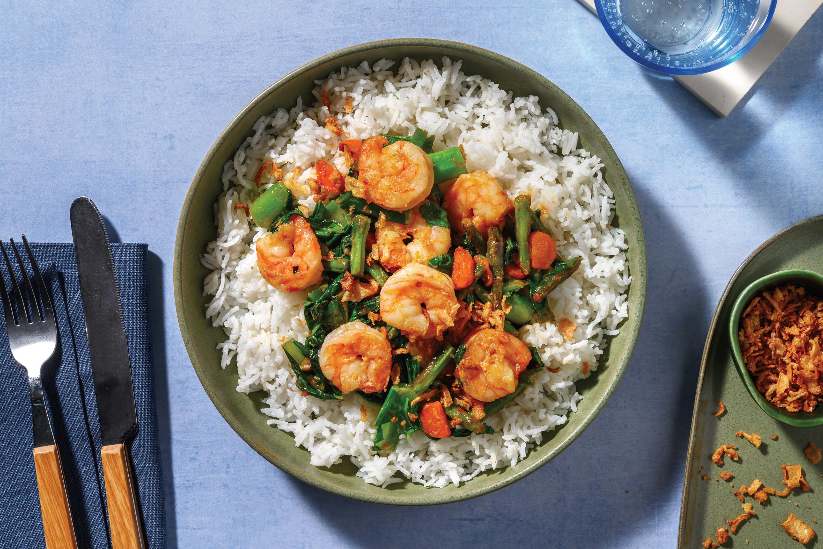 Double Ginger Lemongrass Prawns & Garlic Rice