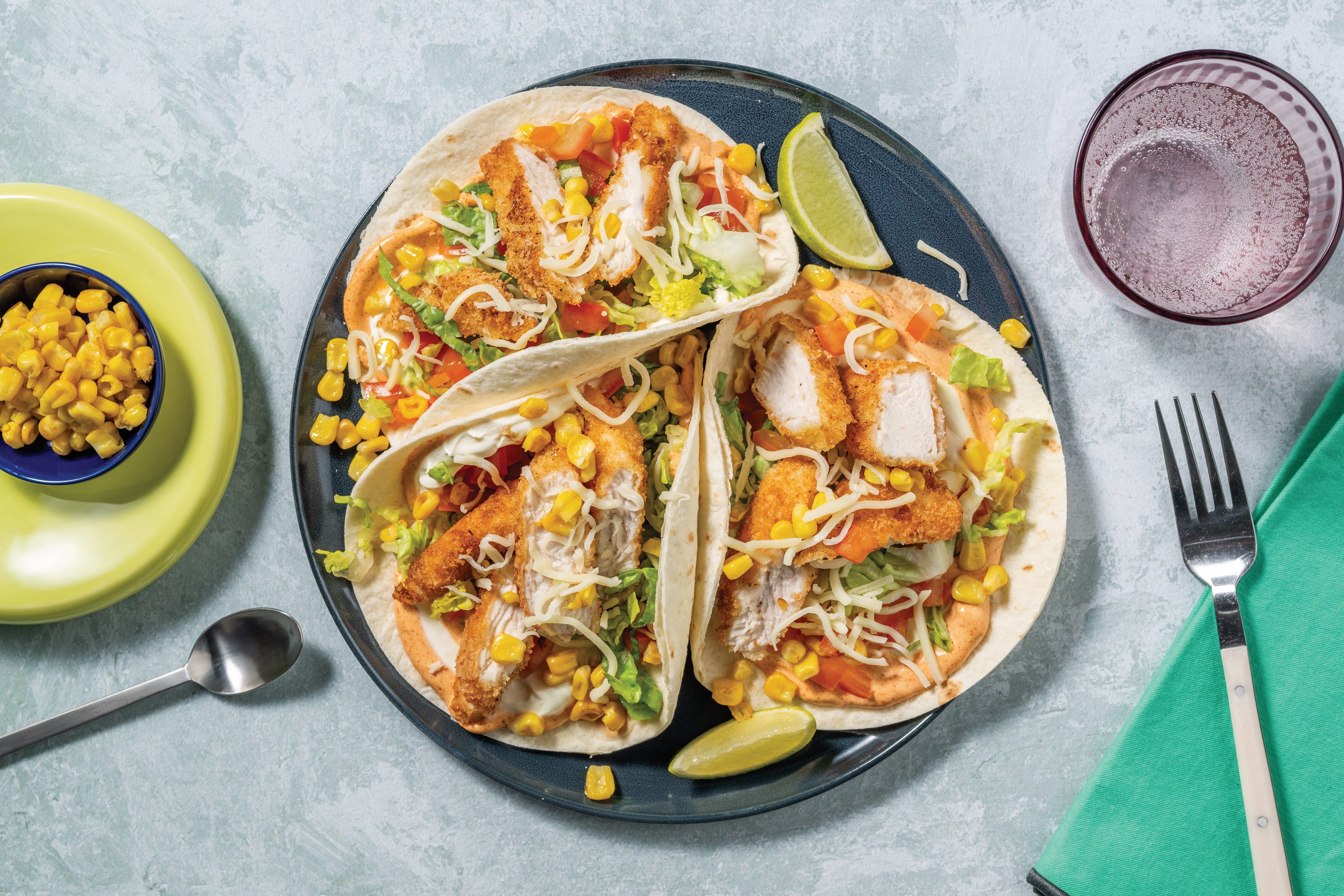 Crumbed Mexican Chicken Tacos