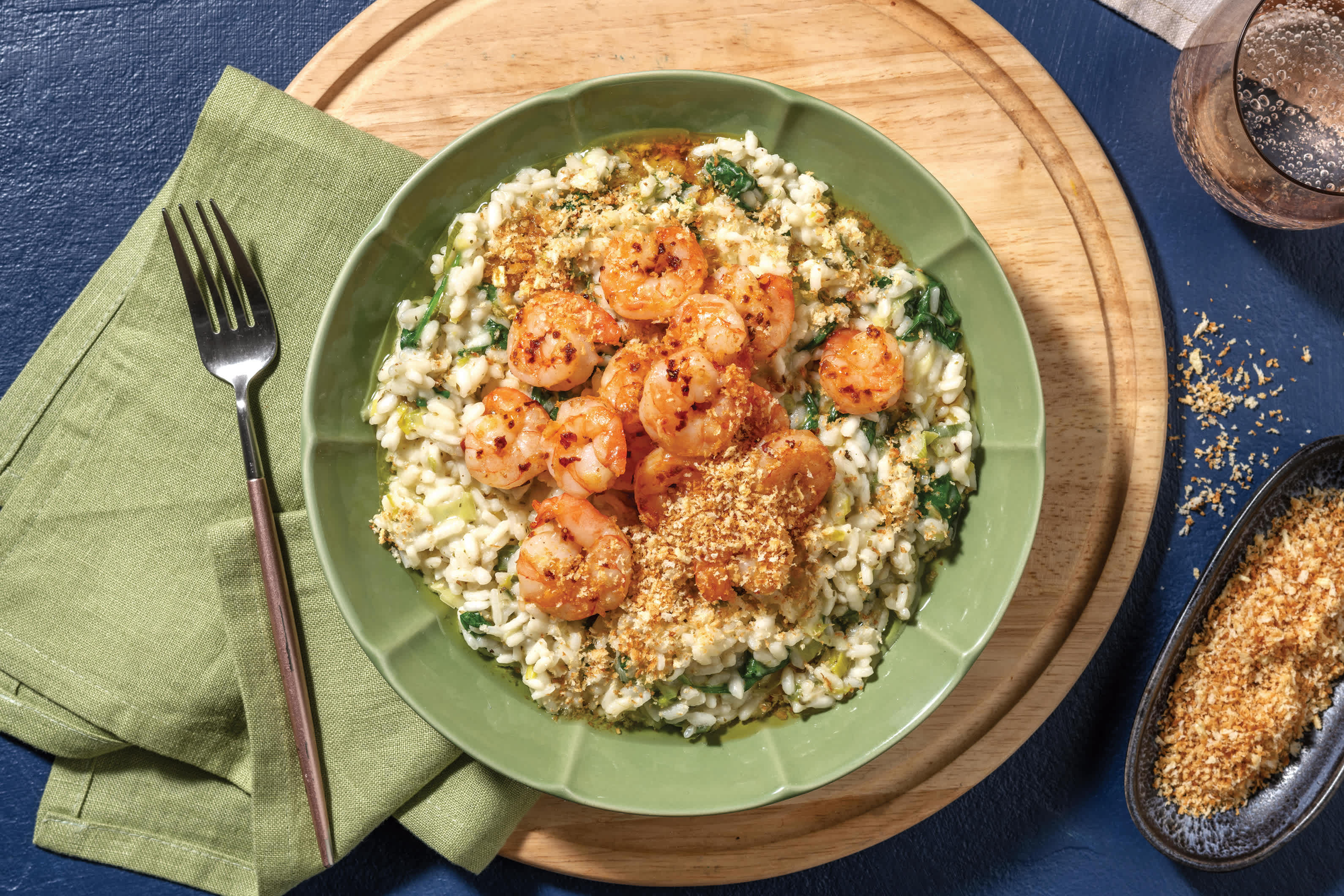 Double Chilli Butter Prawns & Leek Risotto
