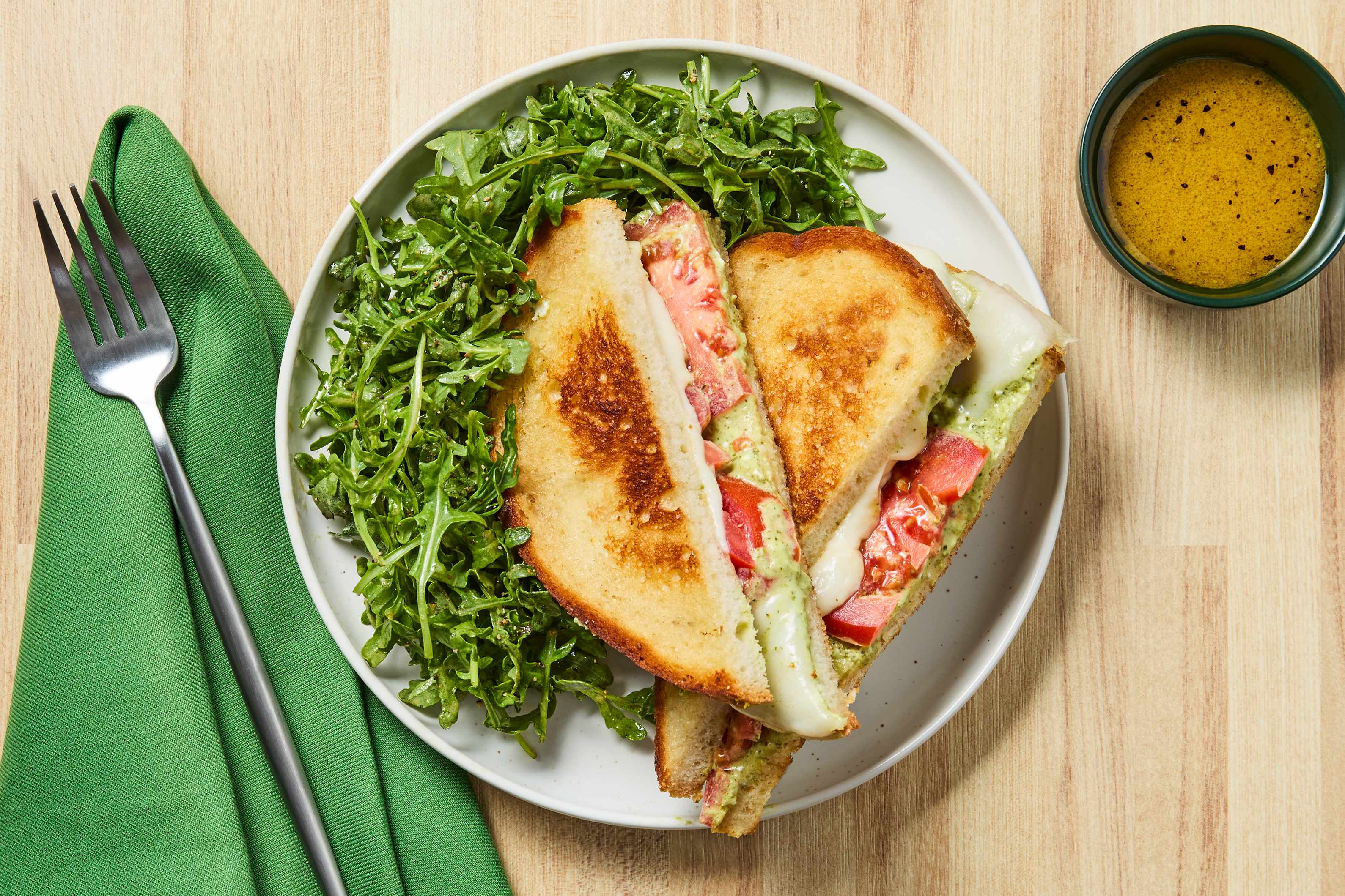 Chicken, Mozz & Creamy Pesto Panini