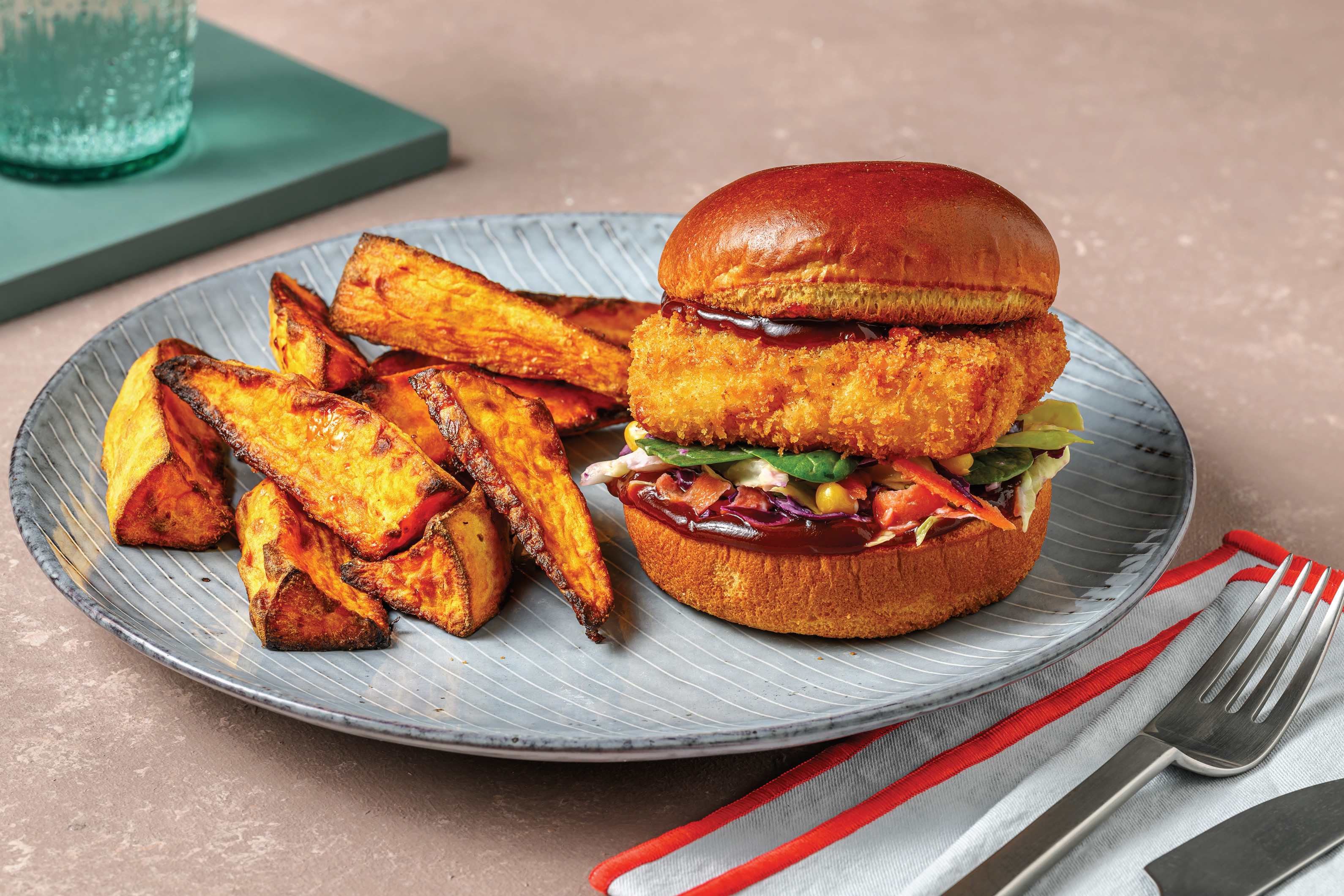 Crumbed Haloumi & Chicken Burger 