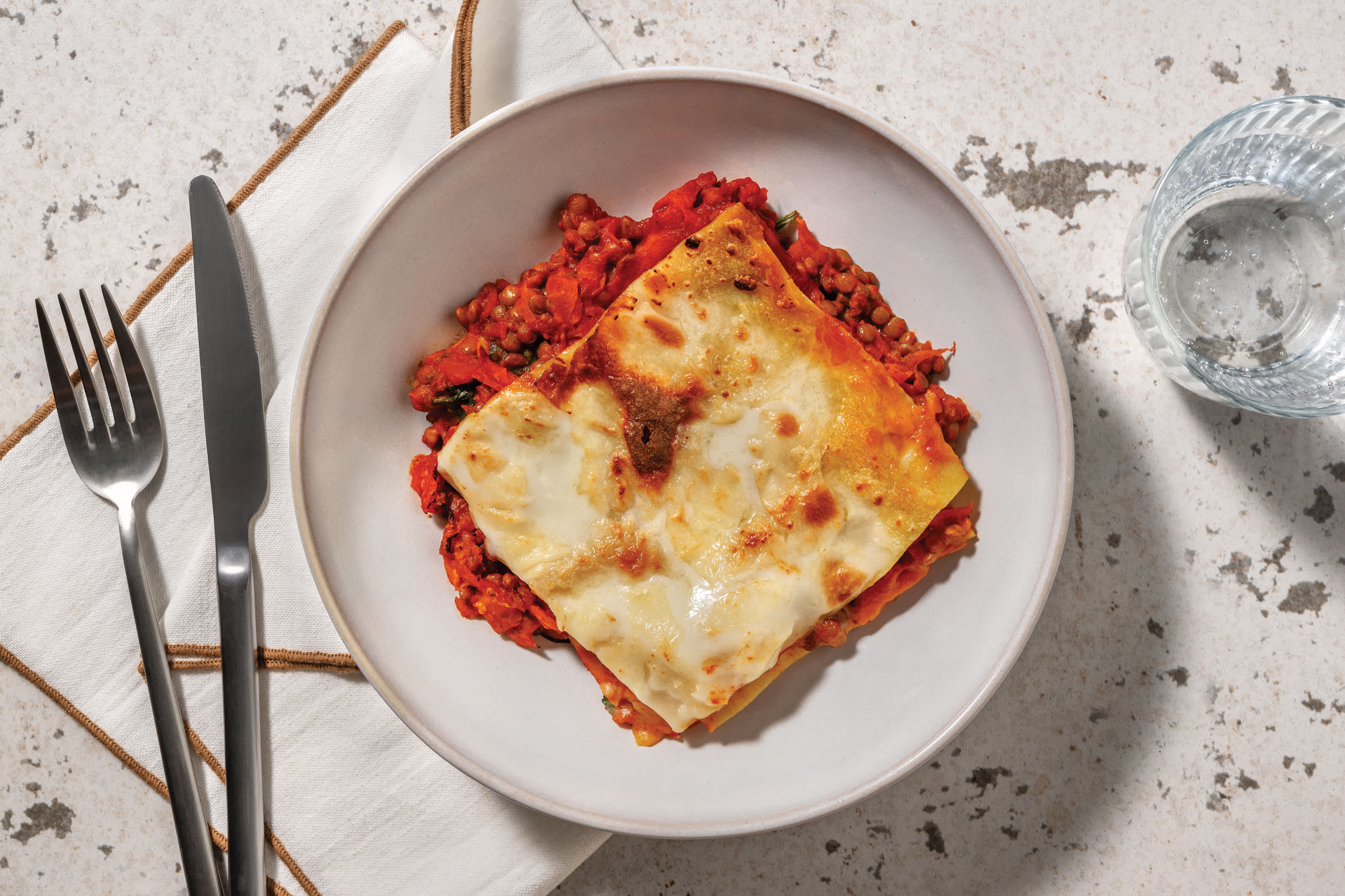 Herby Beef, Tomato & Lentil Bolognese Lasagne