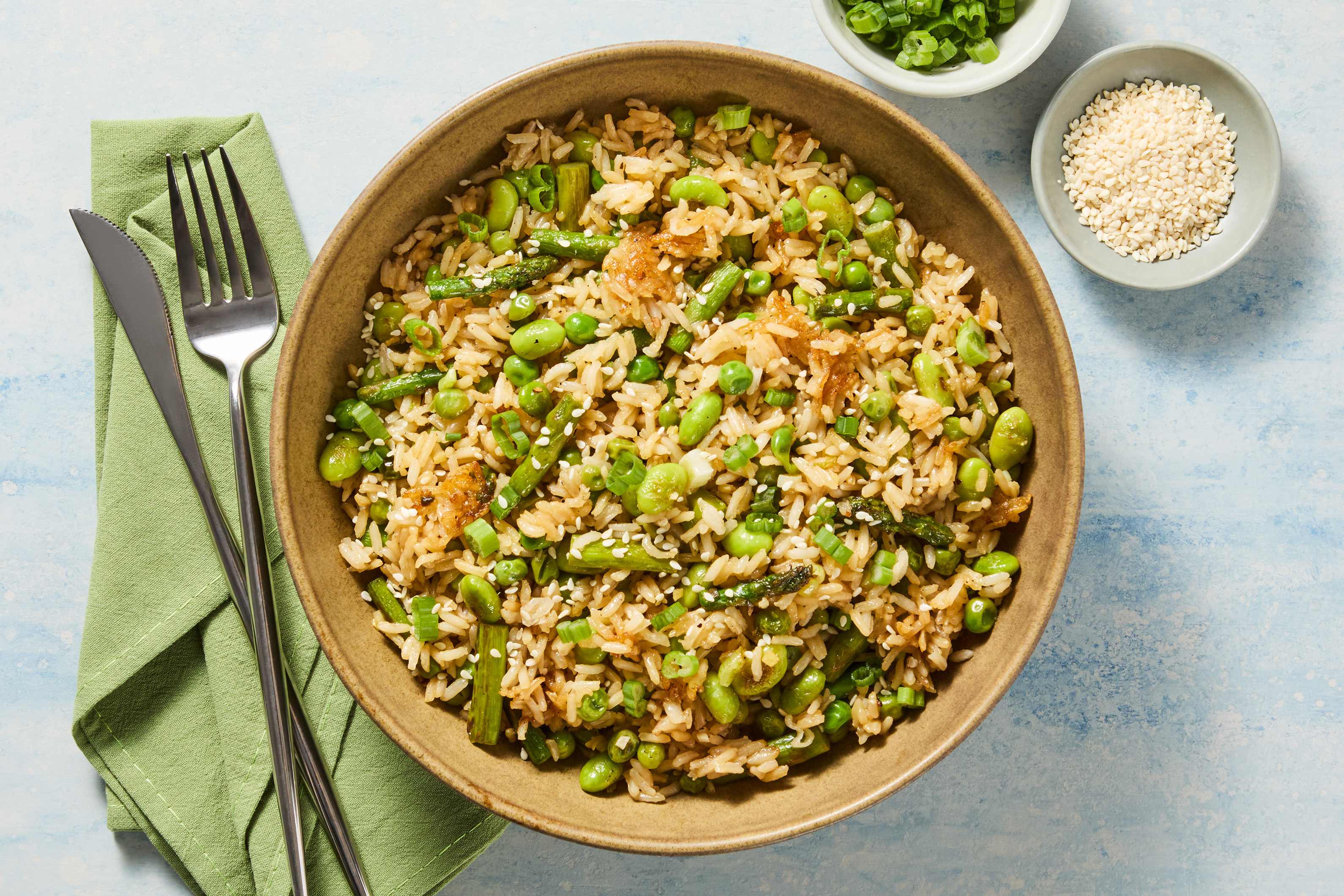 Asparagus, Edamame & Chicken Fried Rice