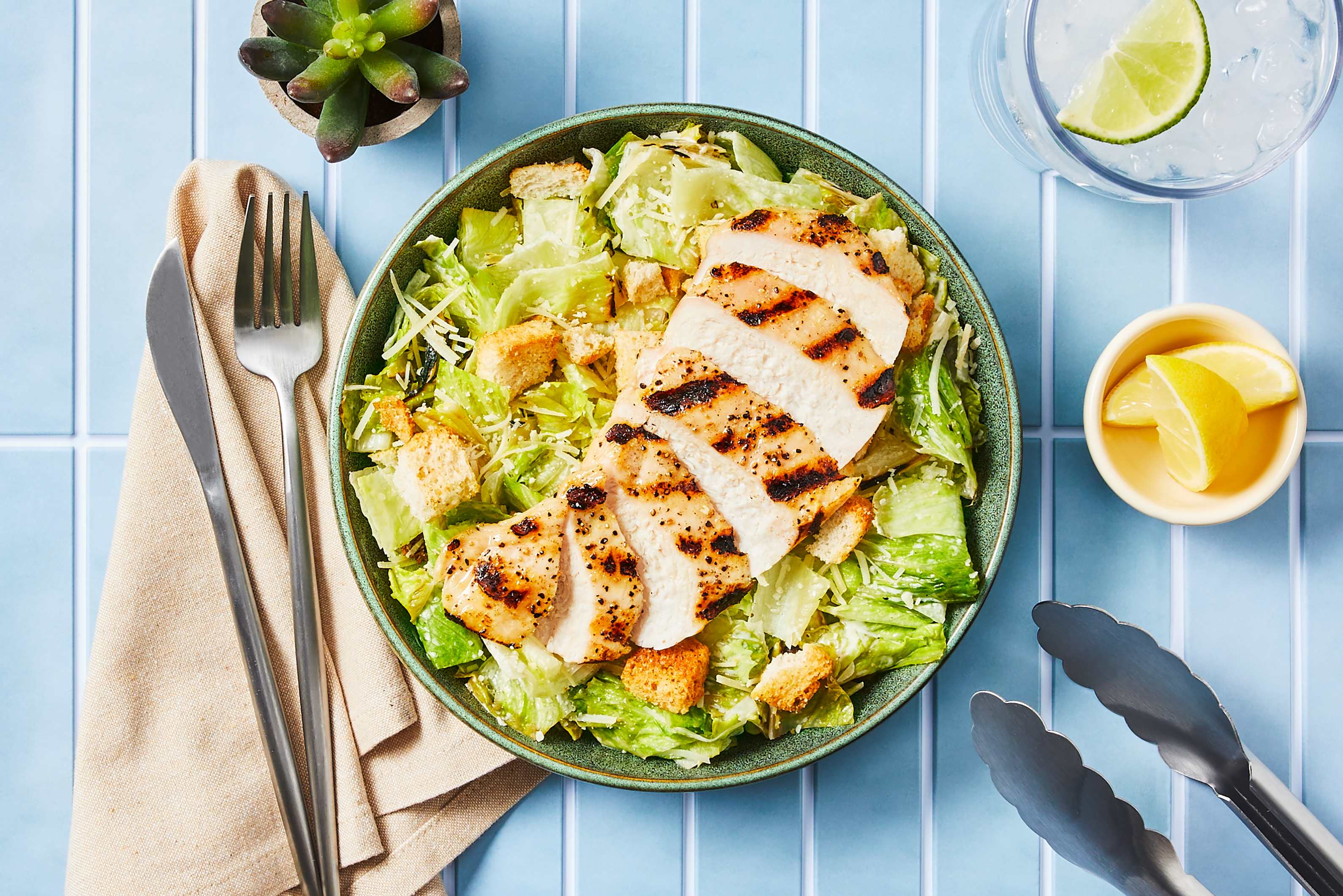 Dad’s Grilled Lemon-Salmon Caesar Salad