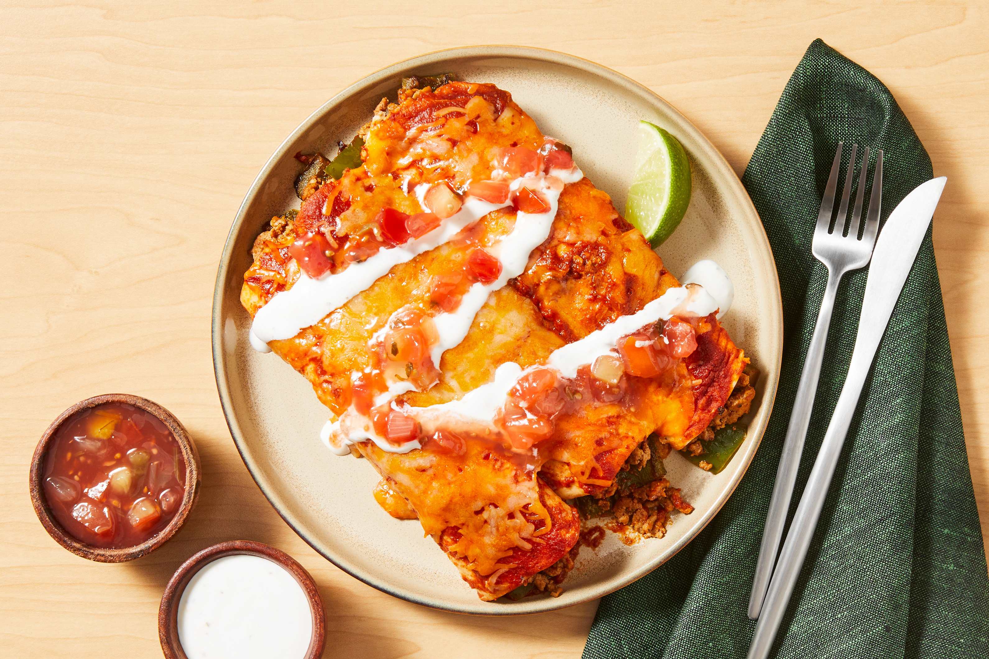 Beef & Pepper Enchiladas