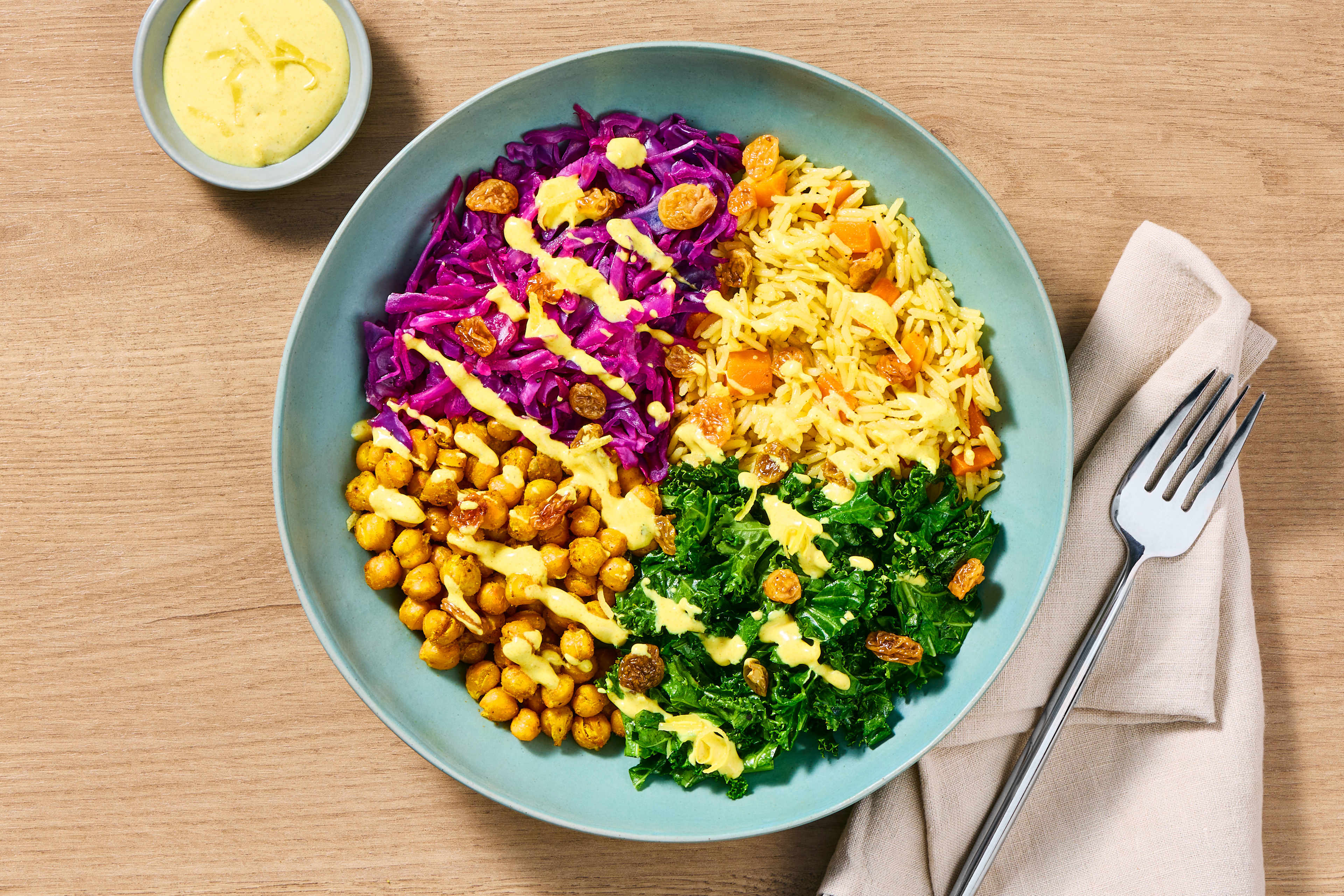 Chicken & Crunchy Curried Chickpea Bowls