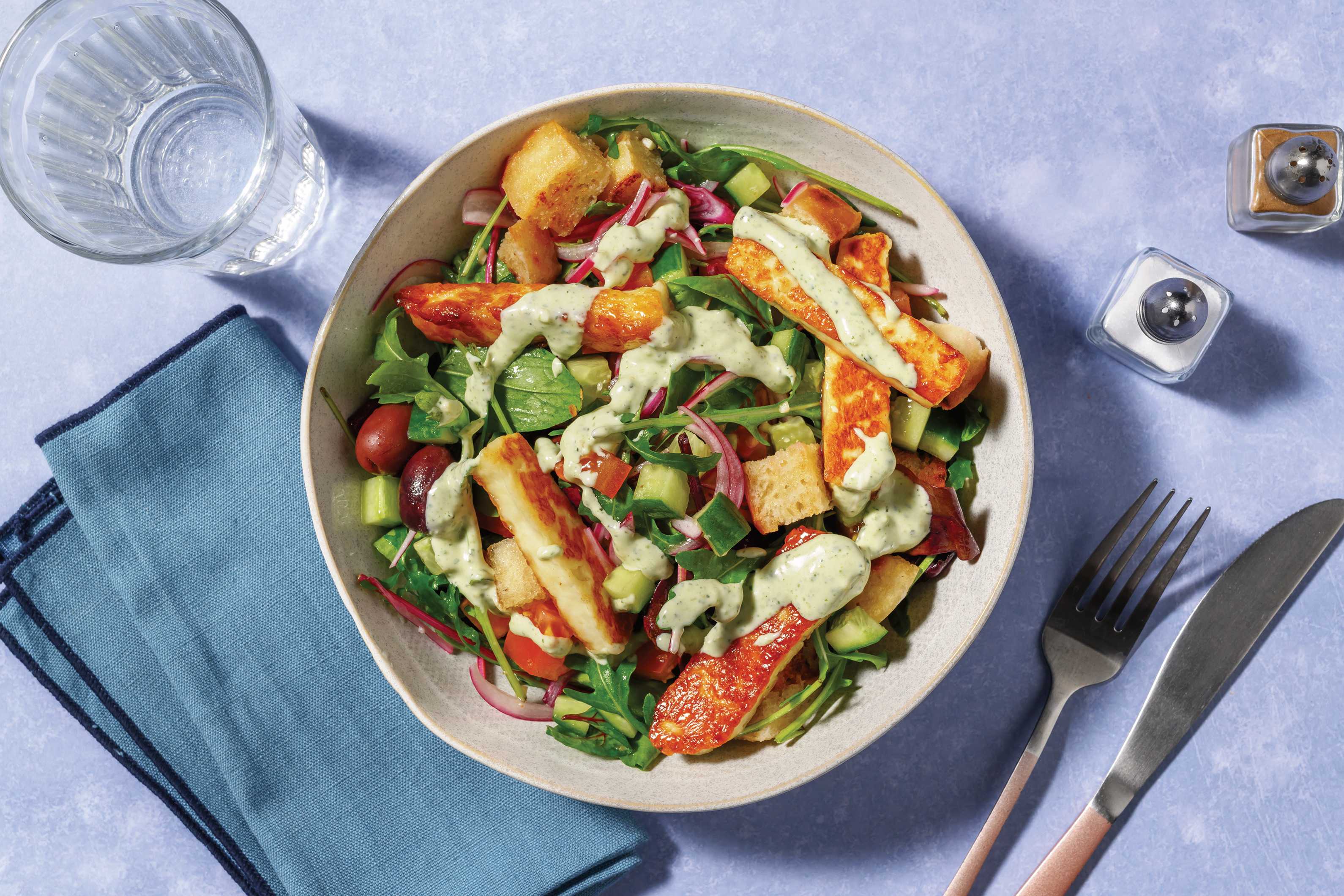 Double Mediterranean Haloumi & Olive Salad Bowl