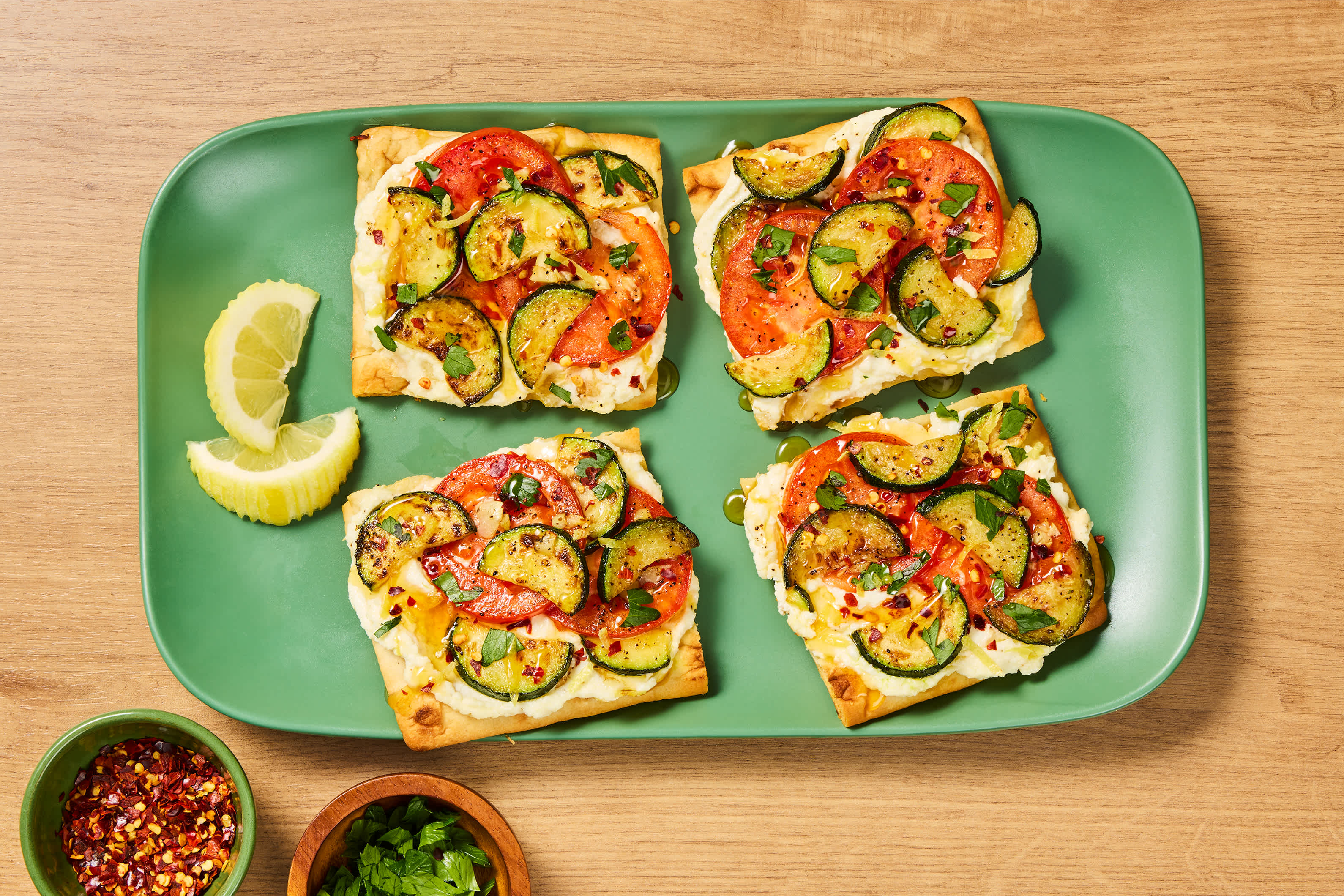 Chicken Sausage, Zucchini & Tomato Flatbreads